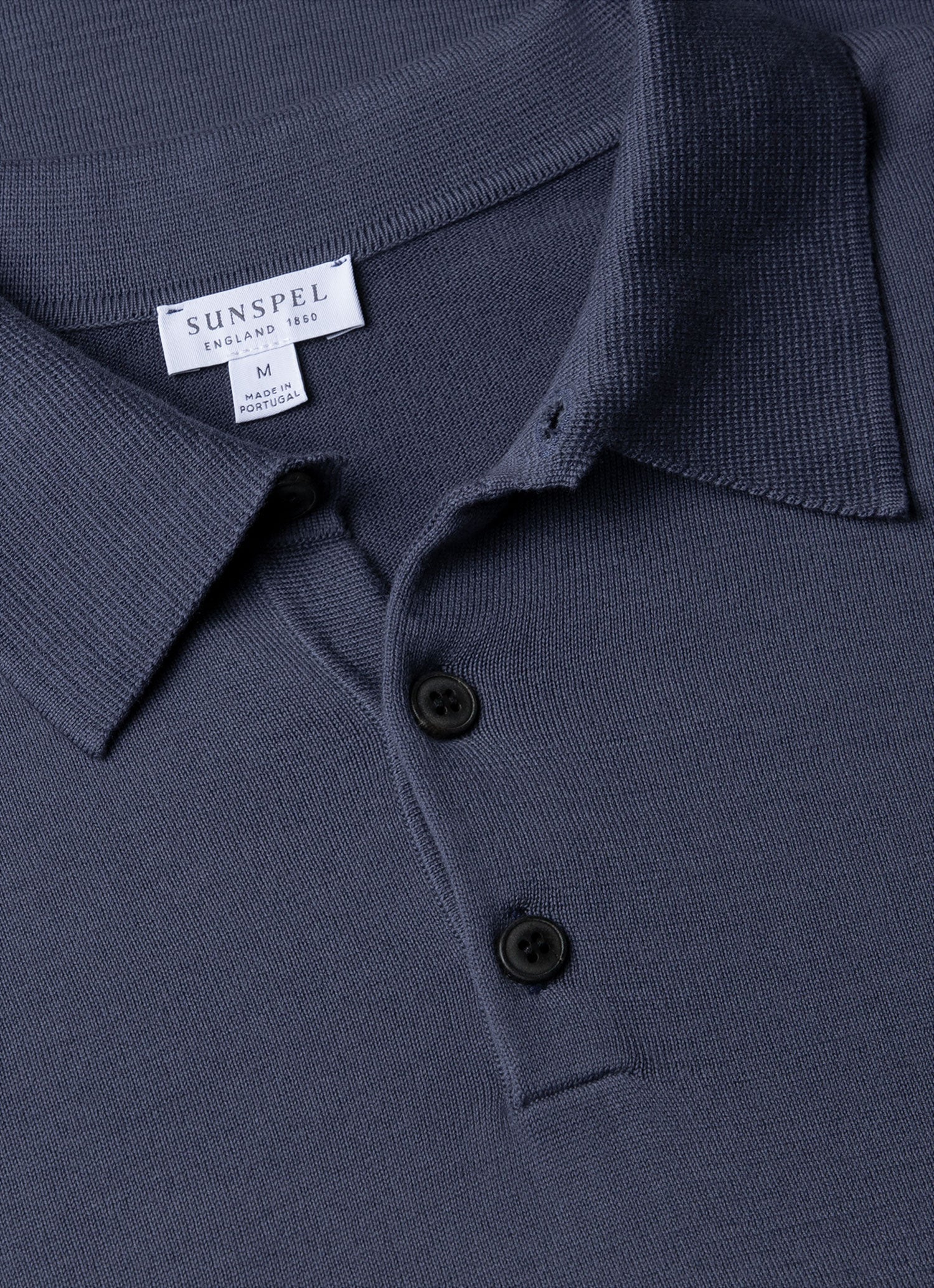 Men's Sea Island Cotton Knit Polo Shirt in Slate Blue - Image 4