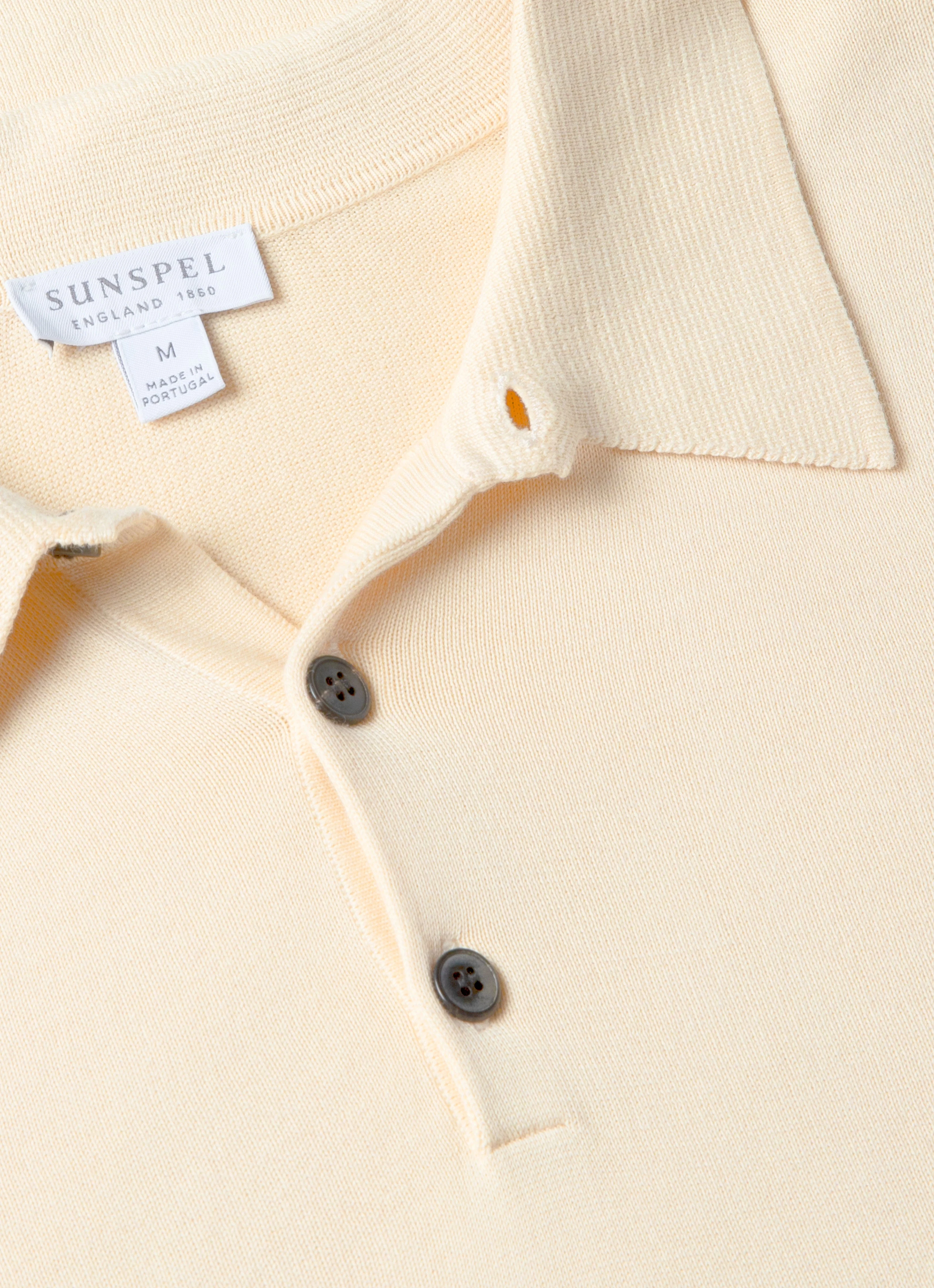 Men's Sea Island Cotton Knit Polo Shirt in Undyed - Image 4