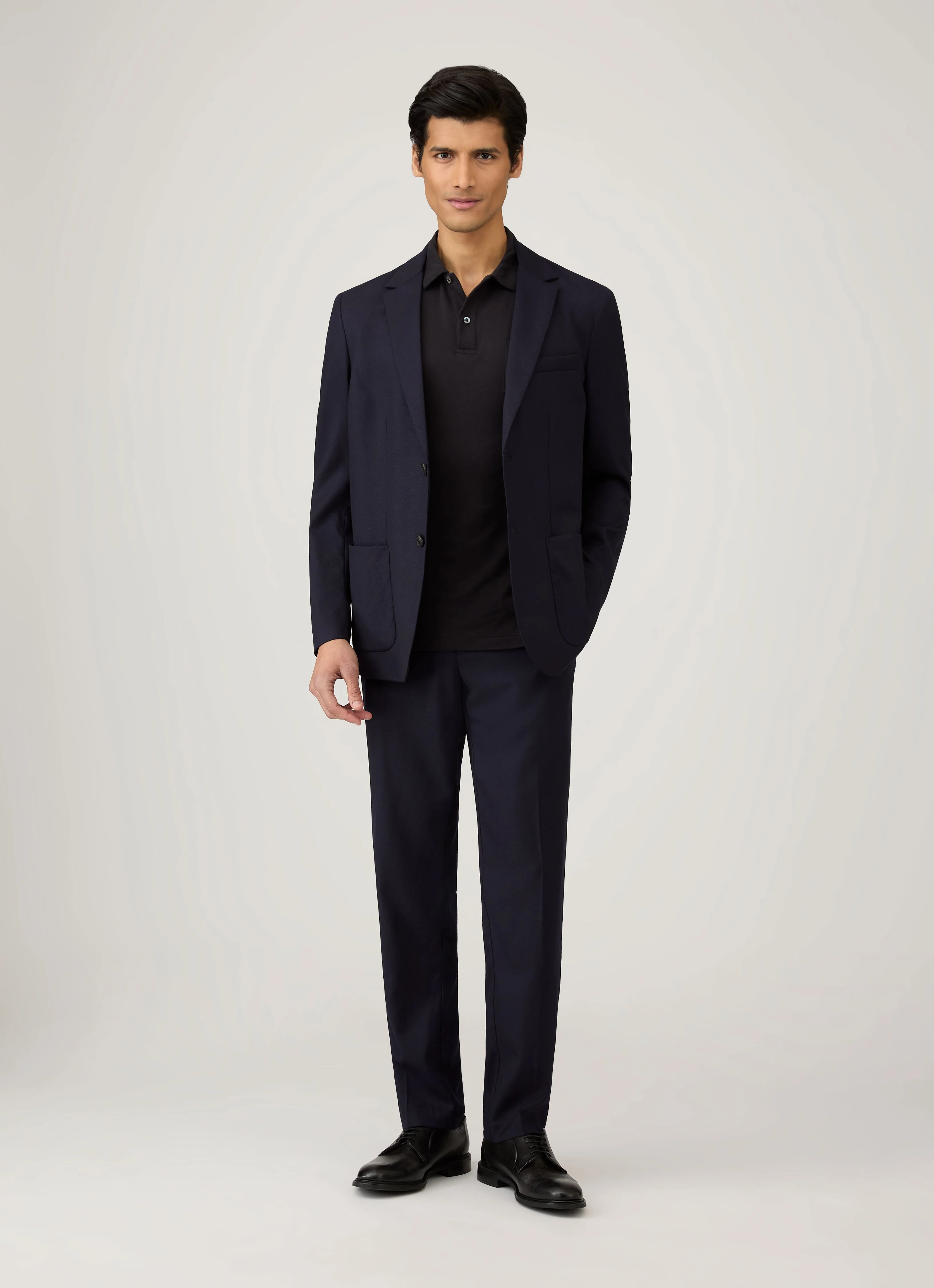 Men's Sea Island Cotton Jersey Polo Shirt in Black - Image 3