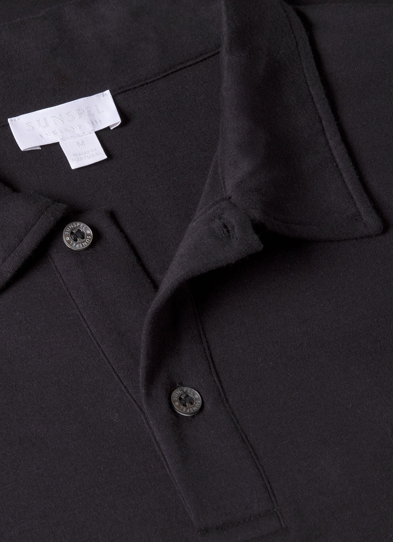 Men's Sea Island Cotton Jersey Polo Shirt in Black - Image 4
