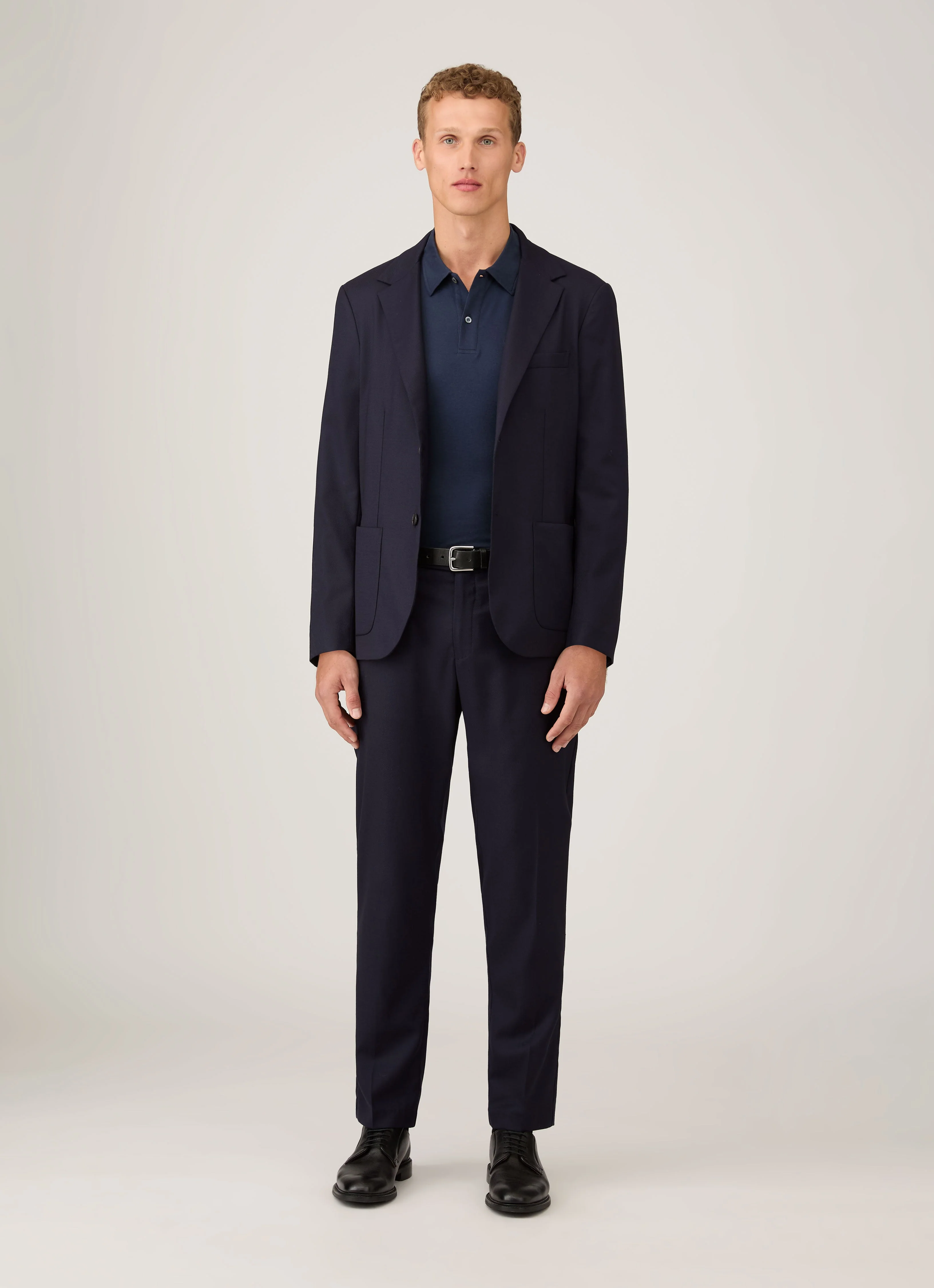 Men's Sea Island Cotton Jersey Polo Shirt in Navy - Image 3