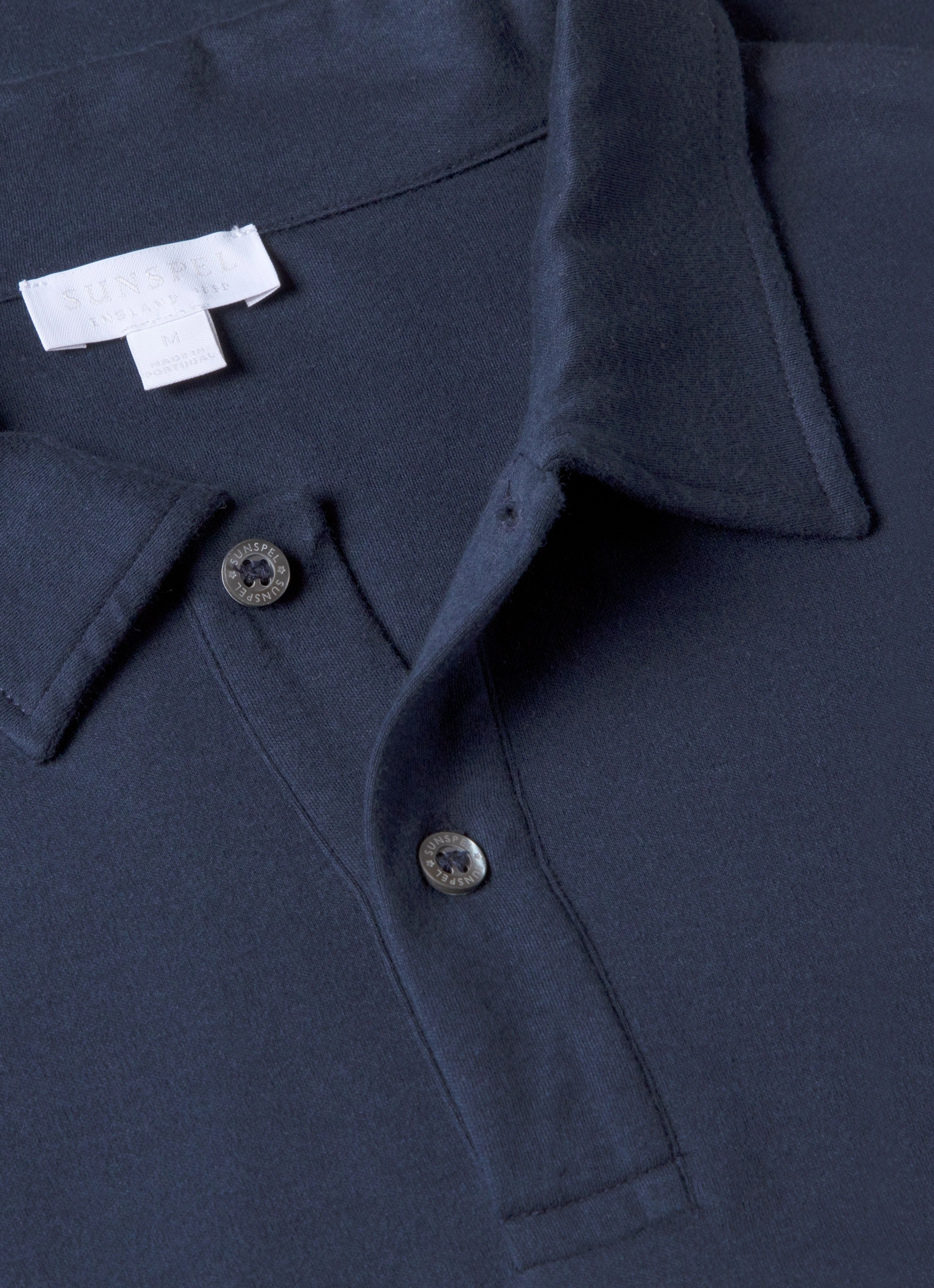 Men's Sea Island Cotton Jersey Polo Shirt in Navy - Image 4