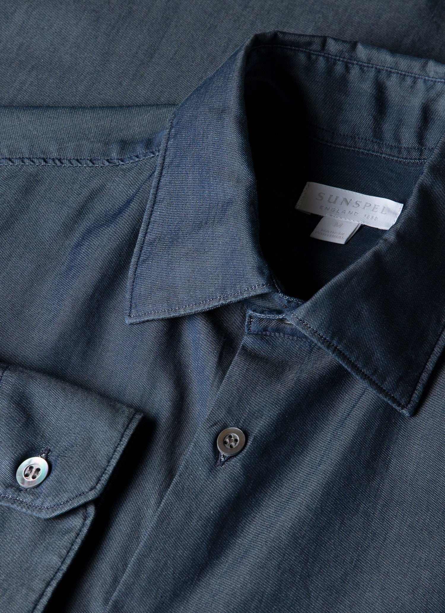 Men's Sea Island Cotton Shirt in Indigo - Image 4