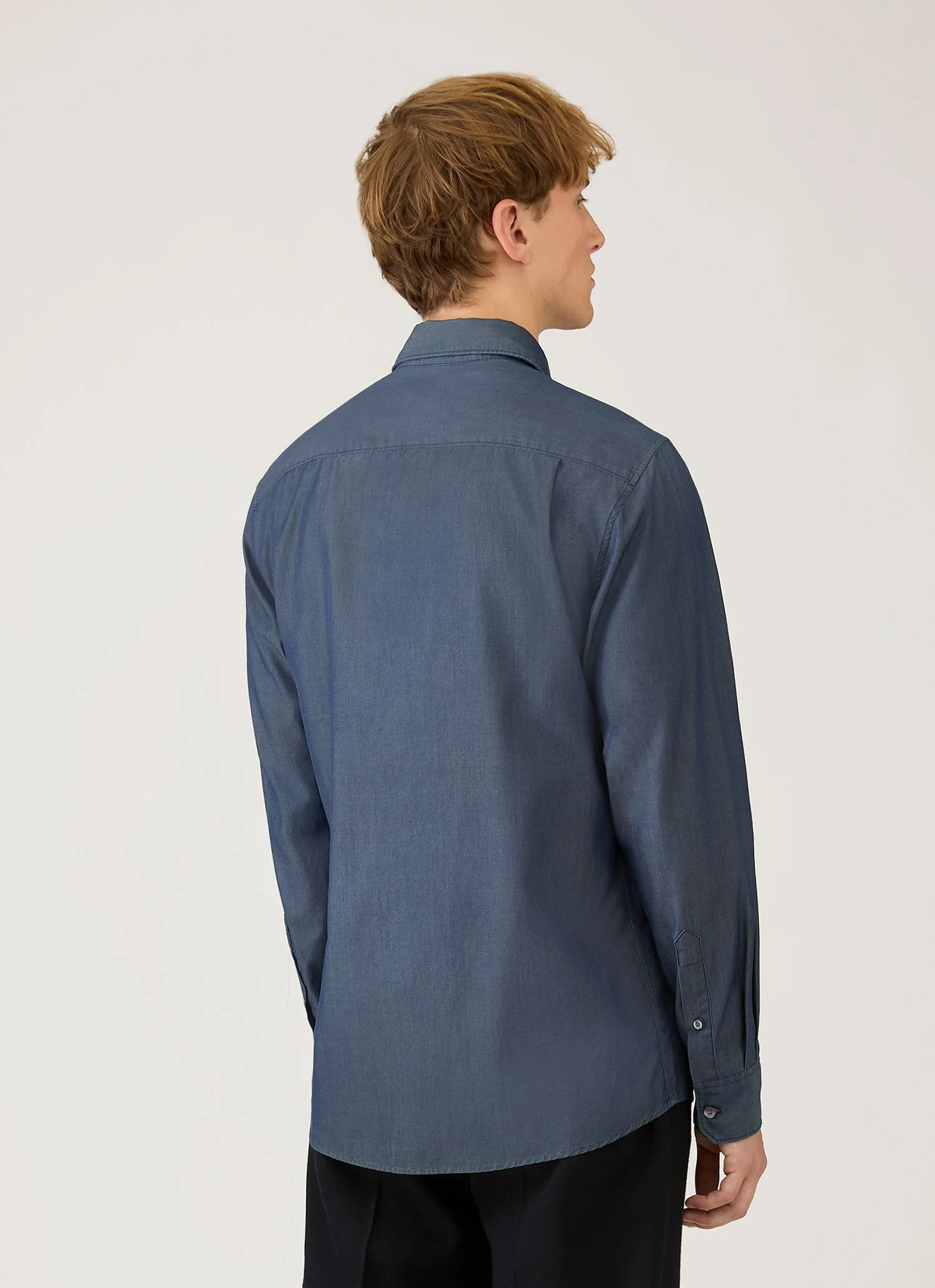 Men's Sea Island Cotton Shirt in Indigo - Image 5
