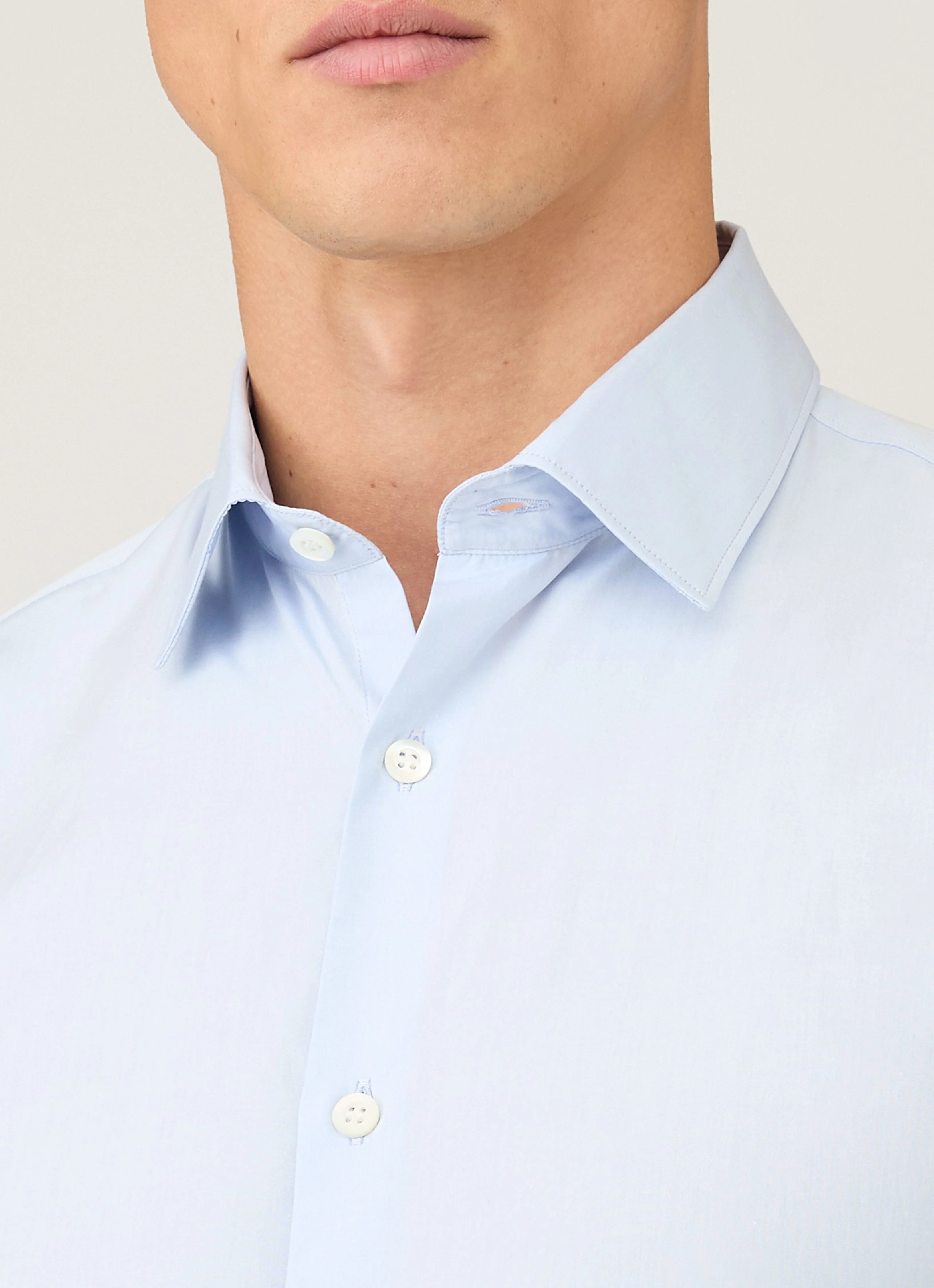 Men's Sea Island Cotton Shirt in Light Blue - Image 6