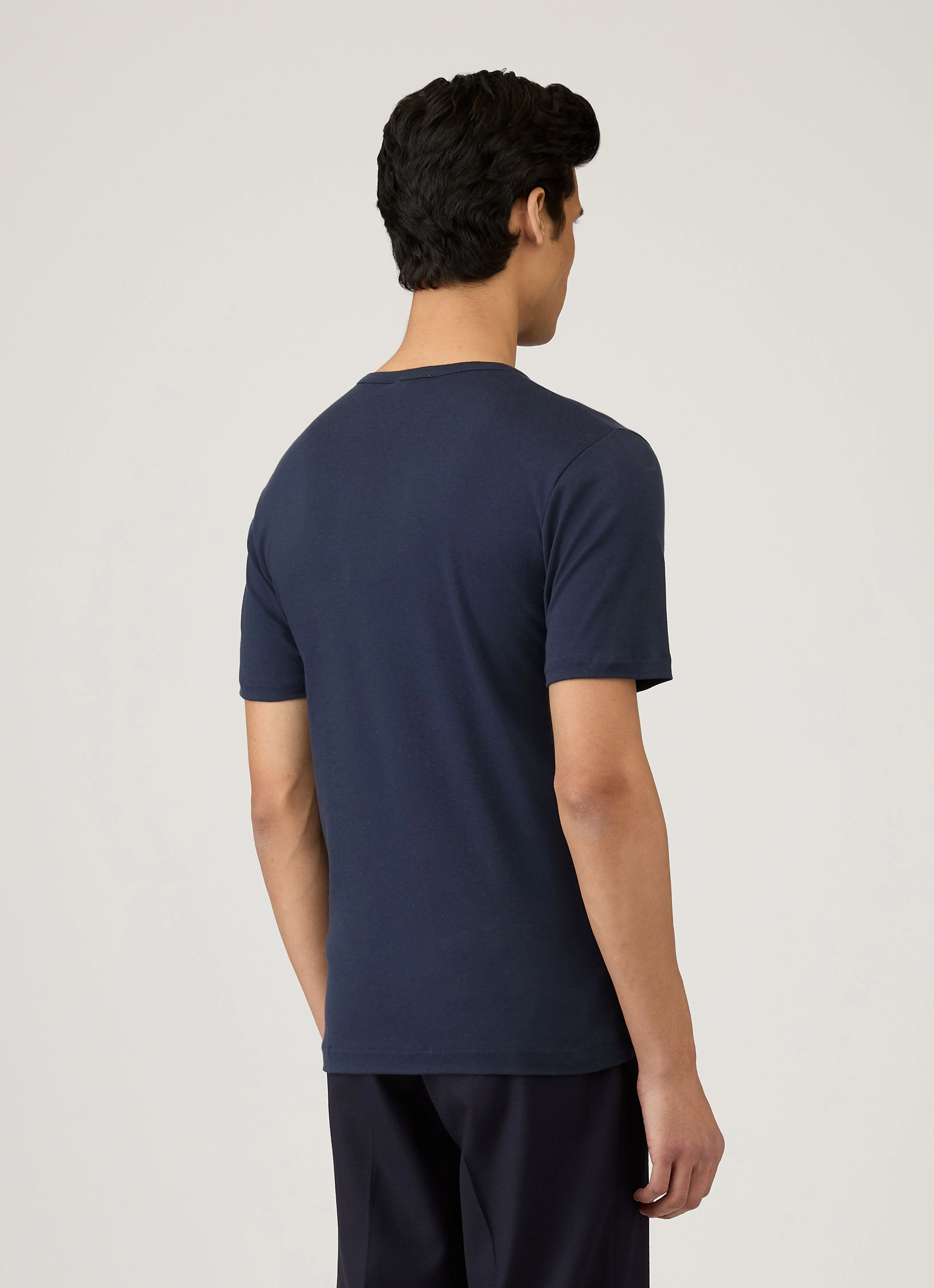 Men's Sea Island Cotton T-shirt in Navy - Image 5
