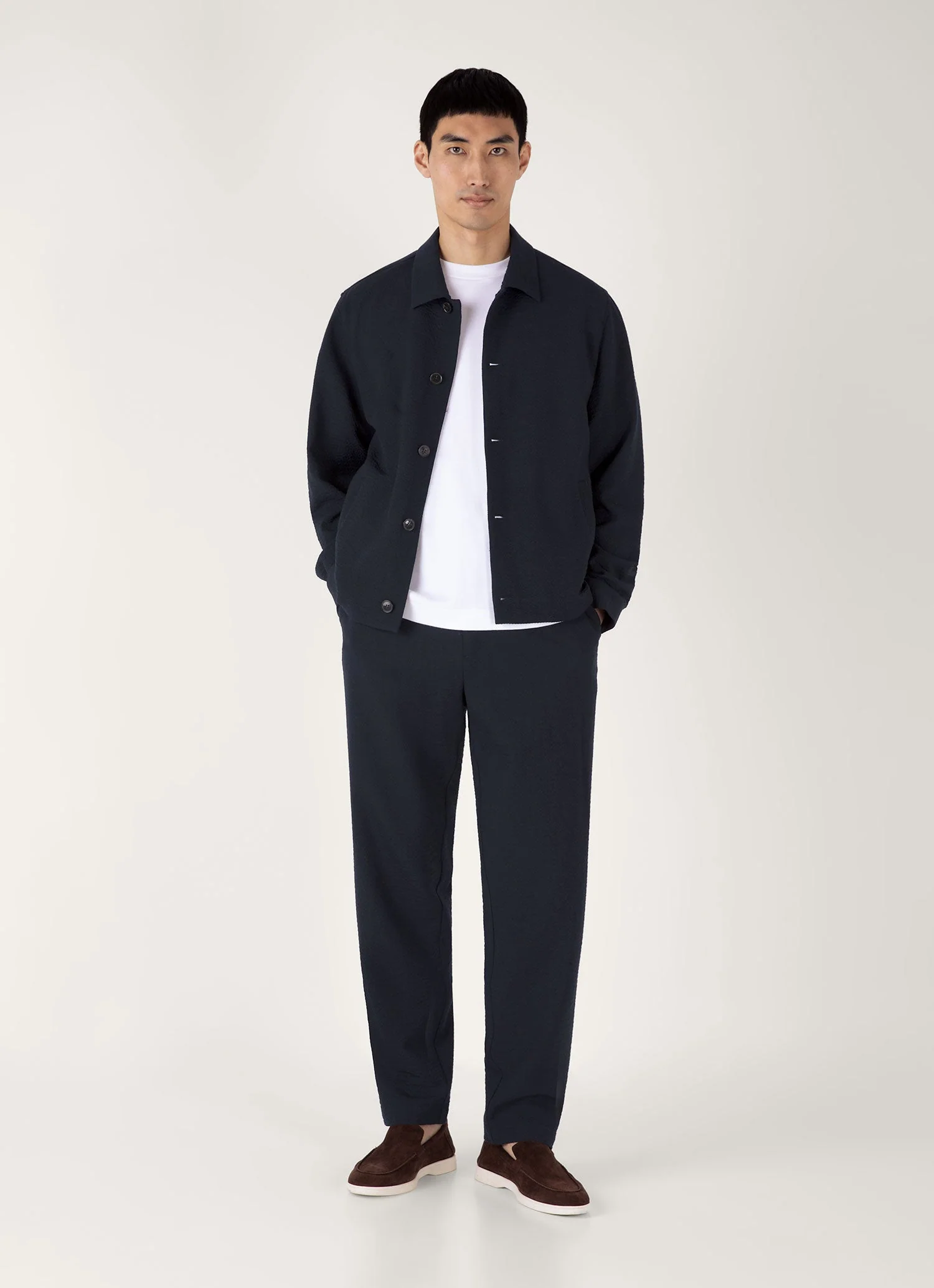 Men's Seersucker Jacket in Navy - Image 3