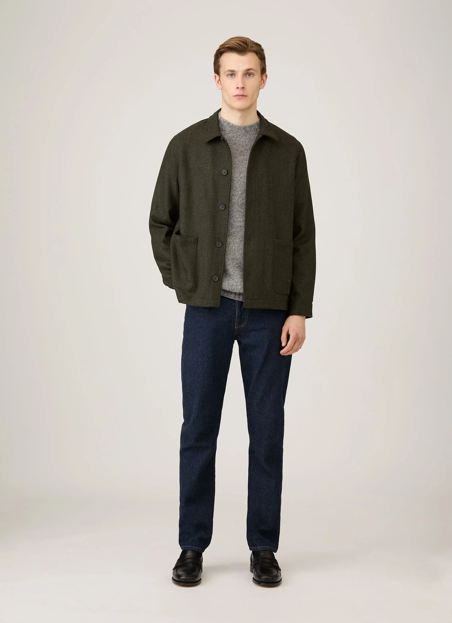 Men's Shetland Crew Neck Jumper in Mid Grey Melange - Image 3