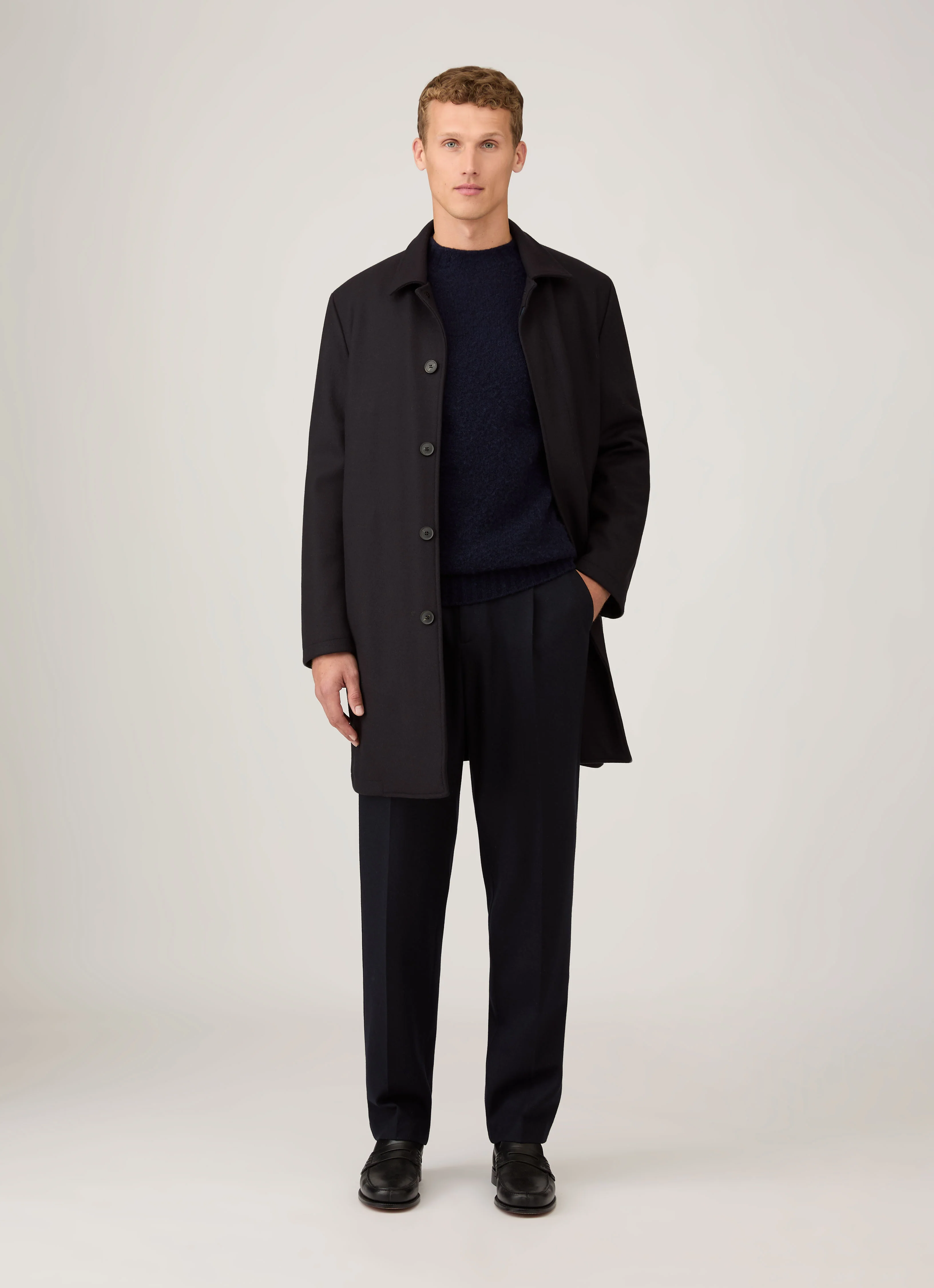 Men's Shetland Crew Neck Jumper in Navy - Image 3