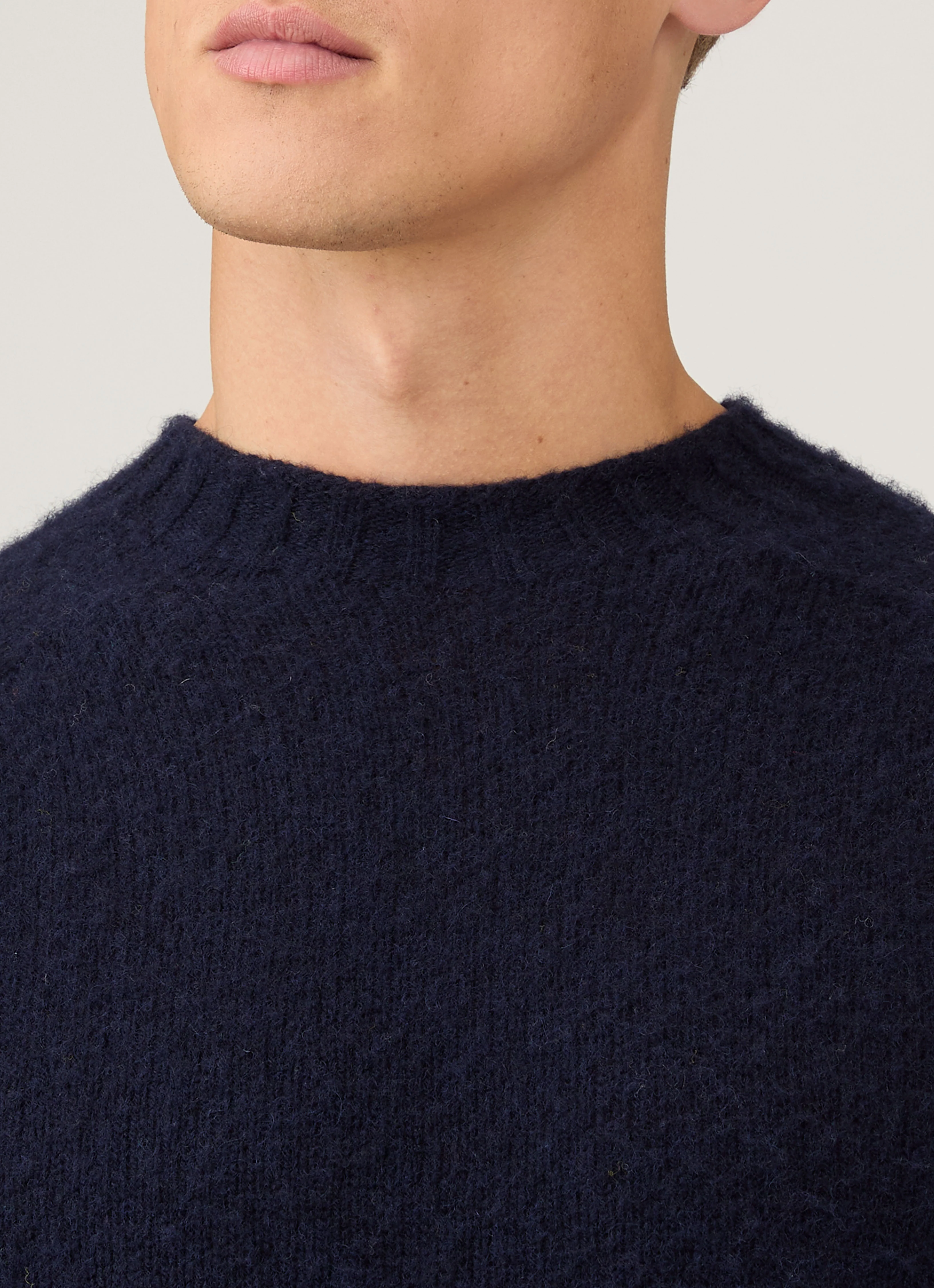 Men's Shetland Crew Neck Jumper in Navy - Image 6