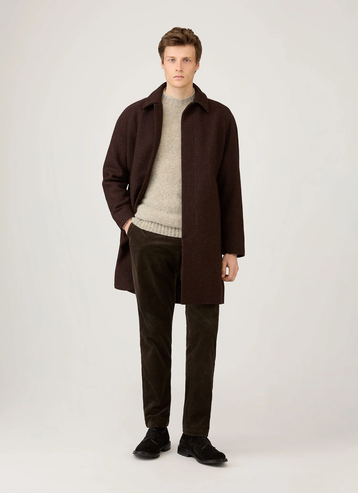 Men's Shetland Crew Neck Jumper in Oatmeal Melange - Image 3