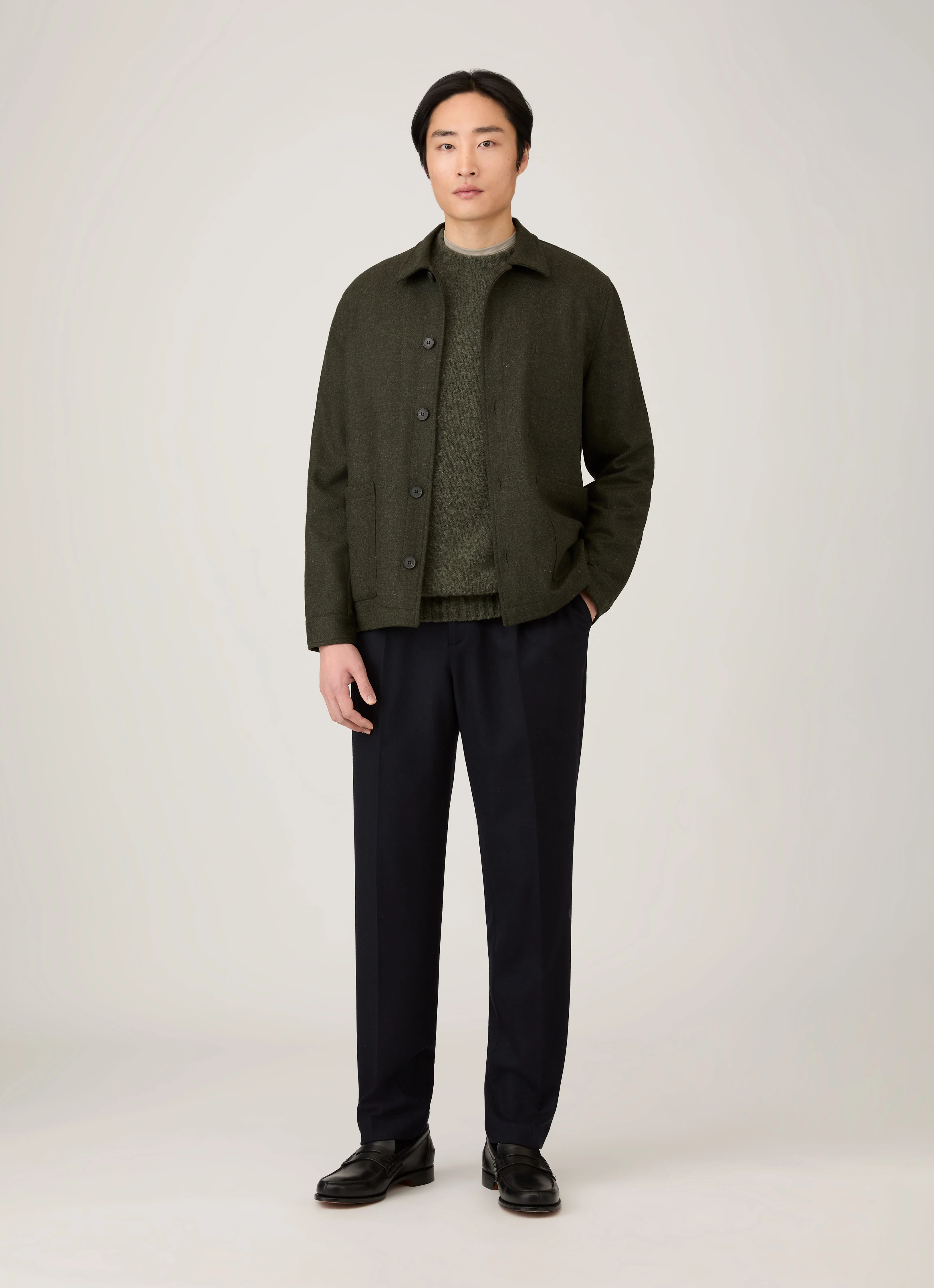 Men's Shetland Crew Neck Jumper in Sea Moss - Image 3