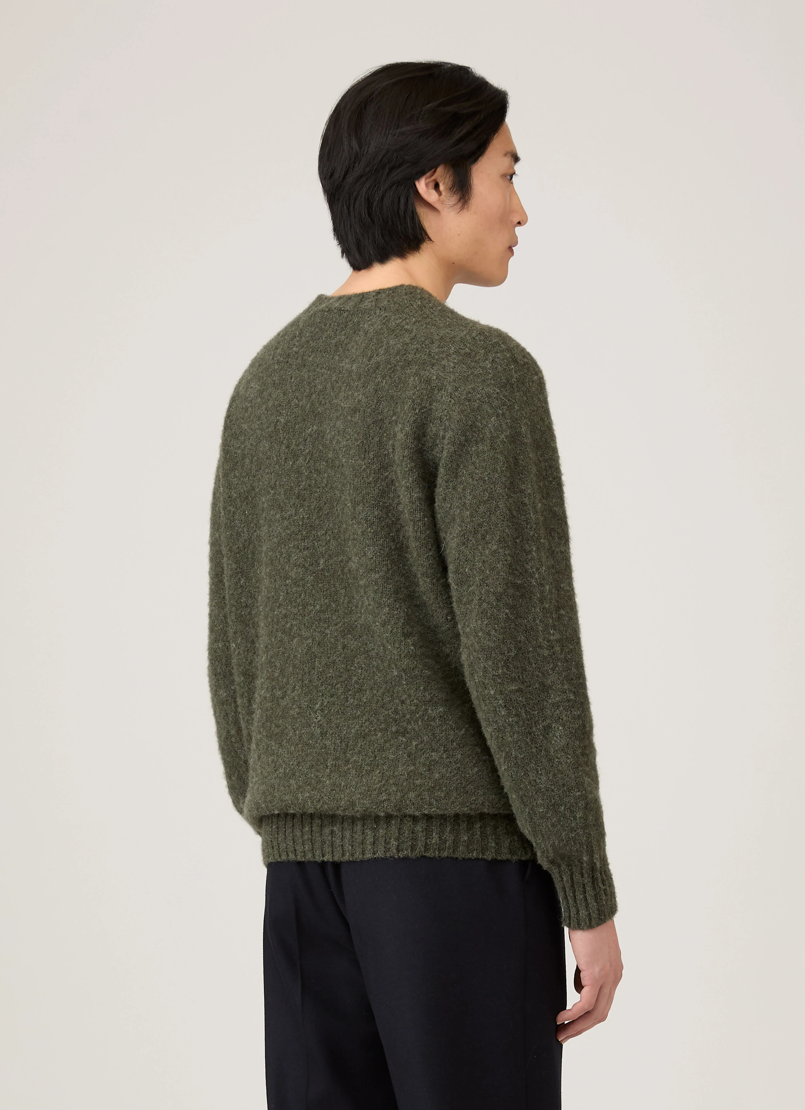Men's Shetland Crew Neck Jumper in Sea Moss - Image 5