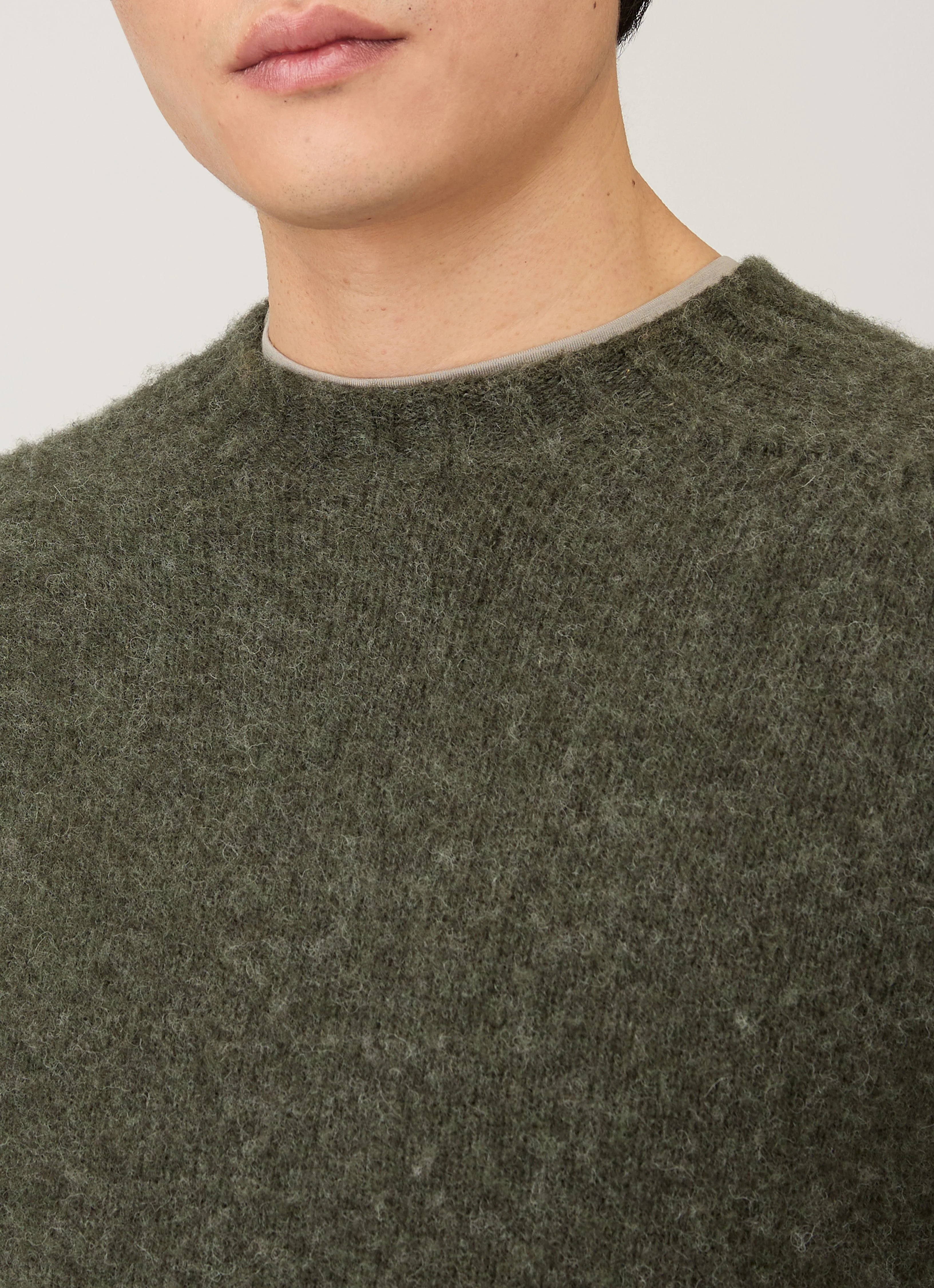 Men's Shetland Crew Neck Jumper in Sea Moss - Image 6