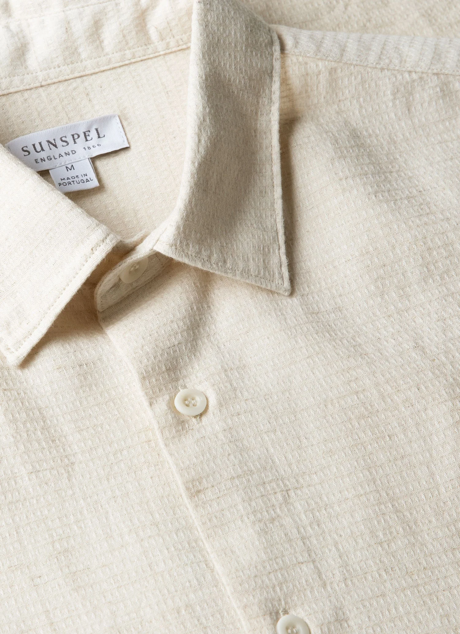 Men's Short Sleeve Cotton Linen Shirt in Ecru - Image 4