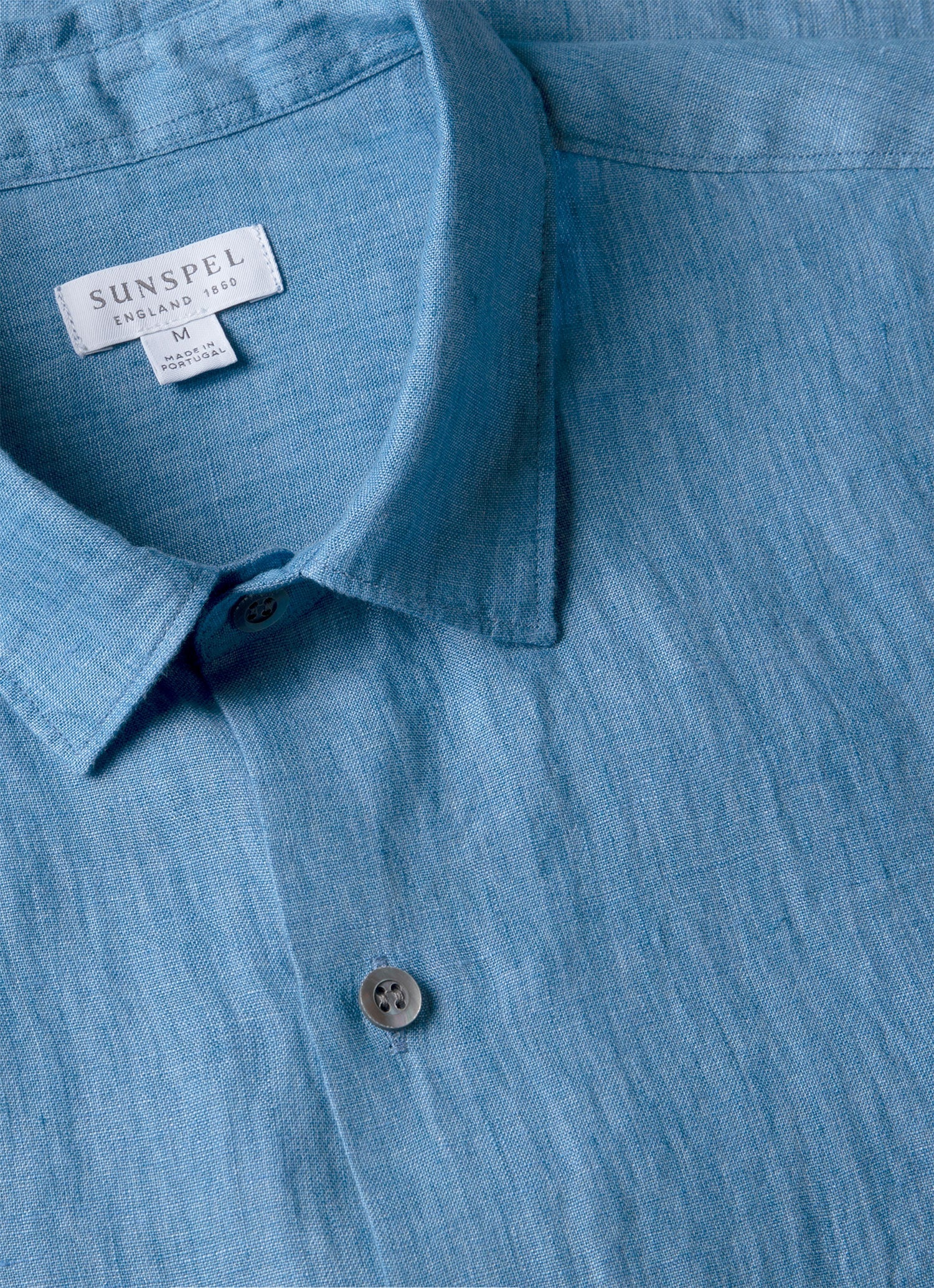 Men's Short Sleeve Linen Shirt in Cool Blue - Image 4