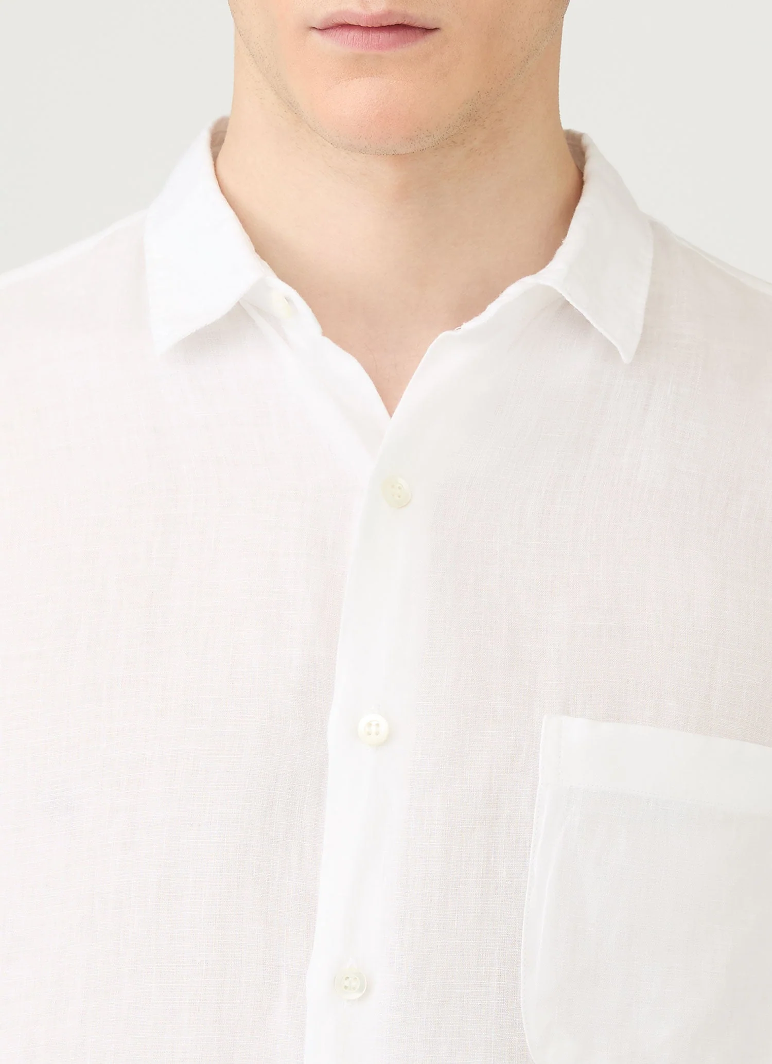 Men's Short Sleeve Linen Shirt in White - Image 6
