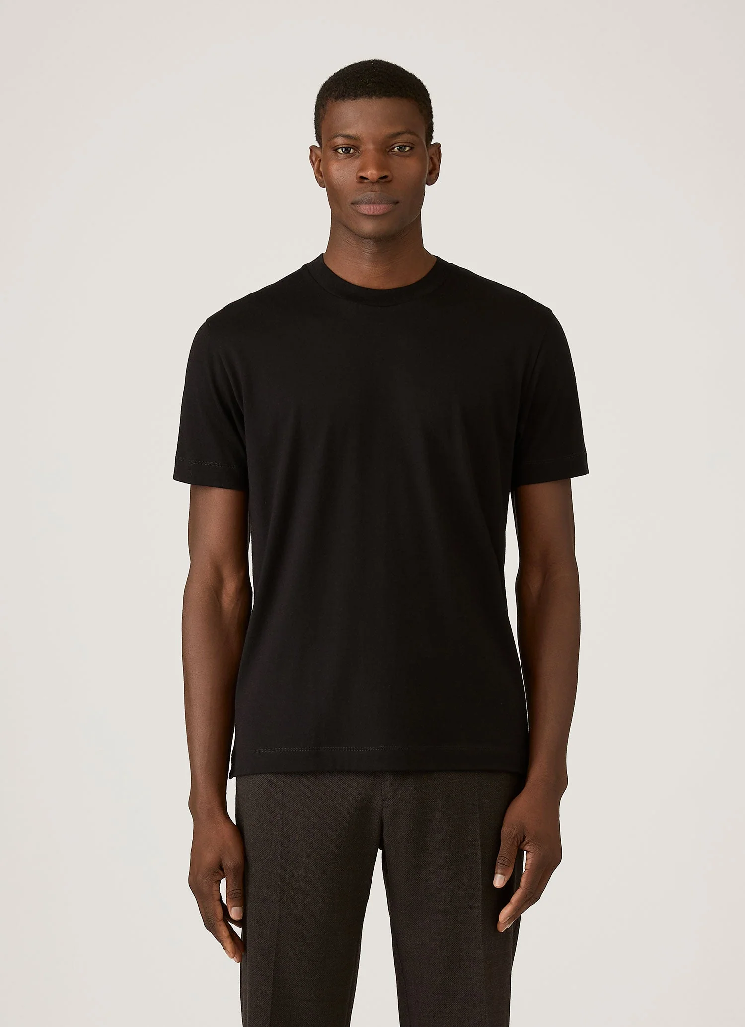 Men's Silk Cotton Cashmere T-shirt in Black - Image 2