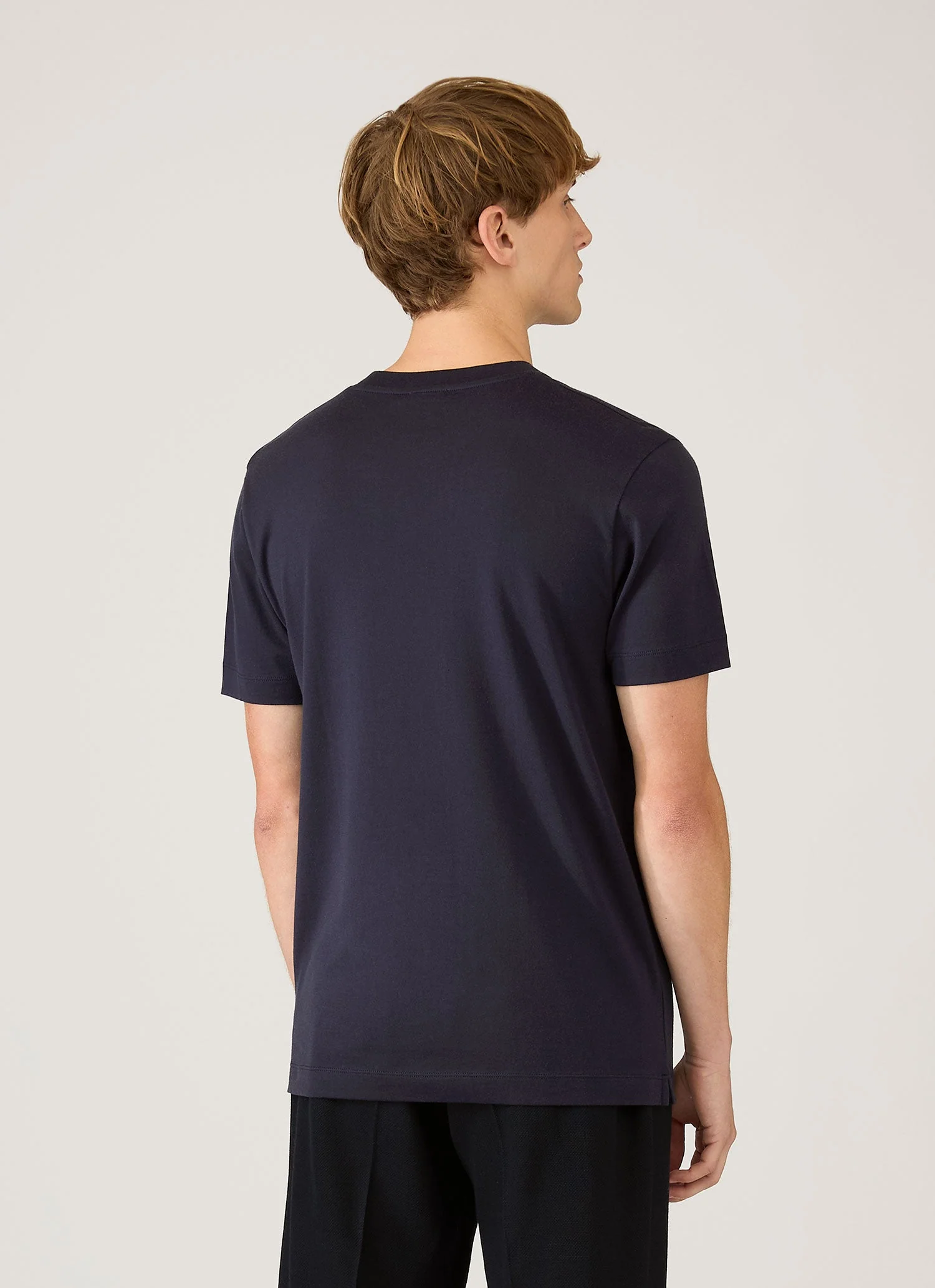 Men's Silk Cotton Cashmere T-shirt in Navy - Image 5