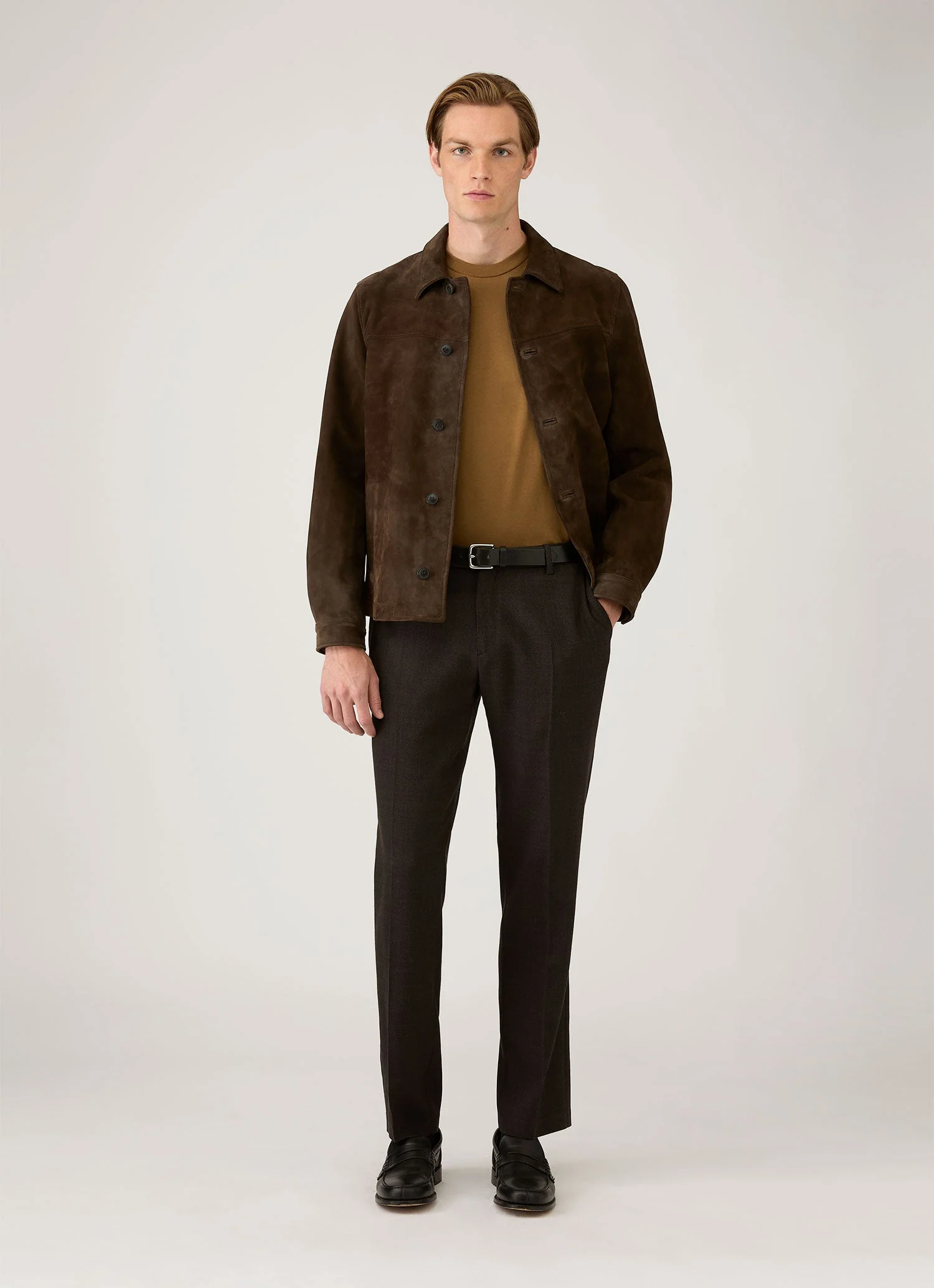 Men's Silk Cotton Cashmere T-shirt in Walnut - Image 3