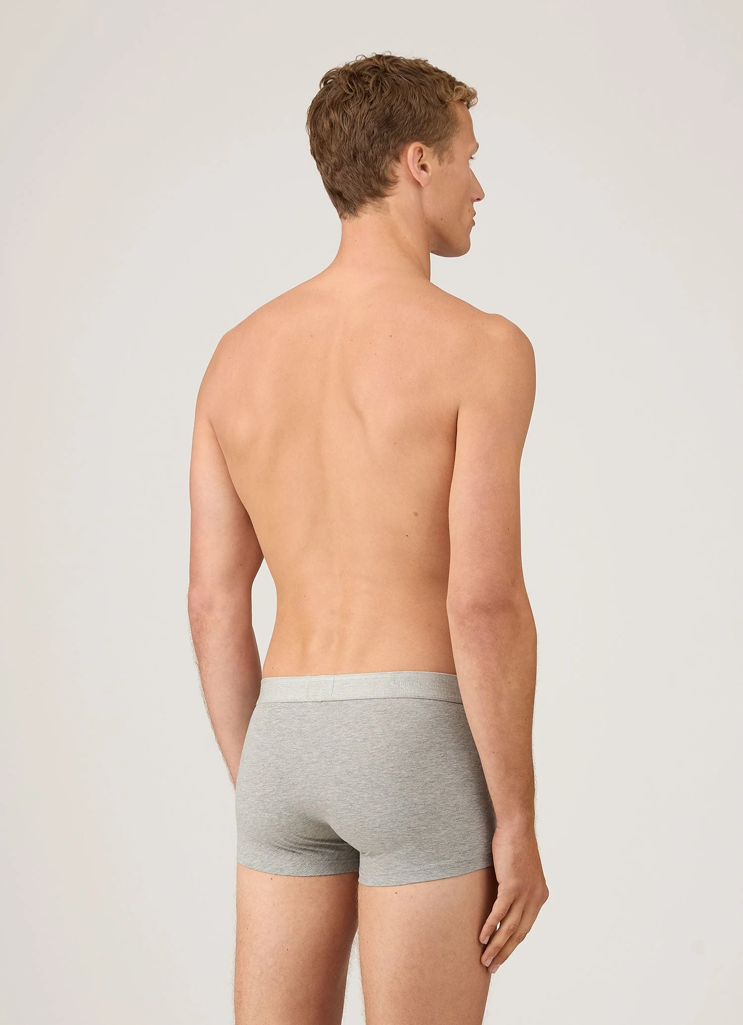 Men's Stretch Cotton Trunks in Grey Melange - Image 3
