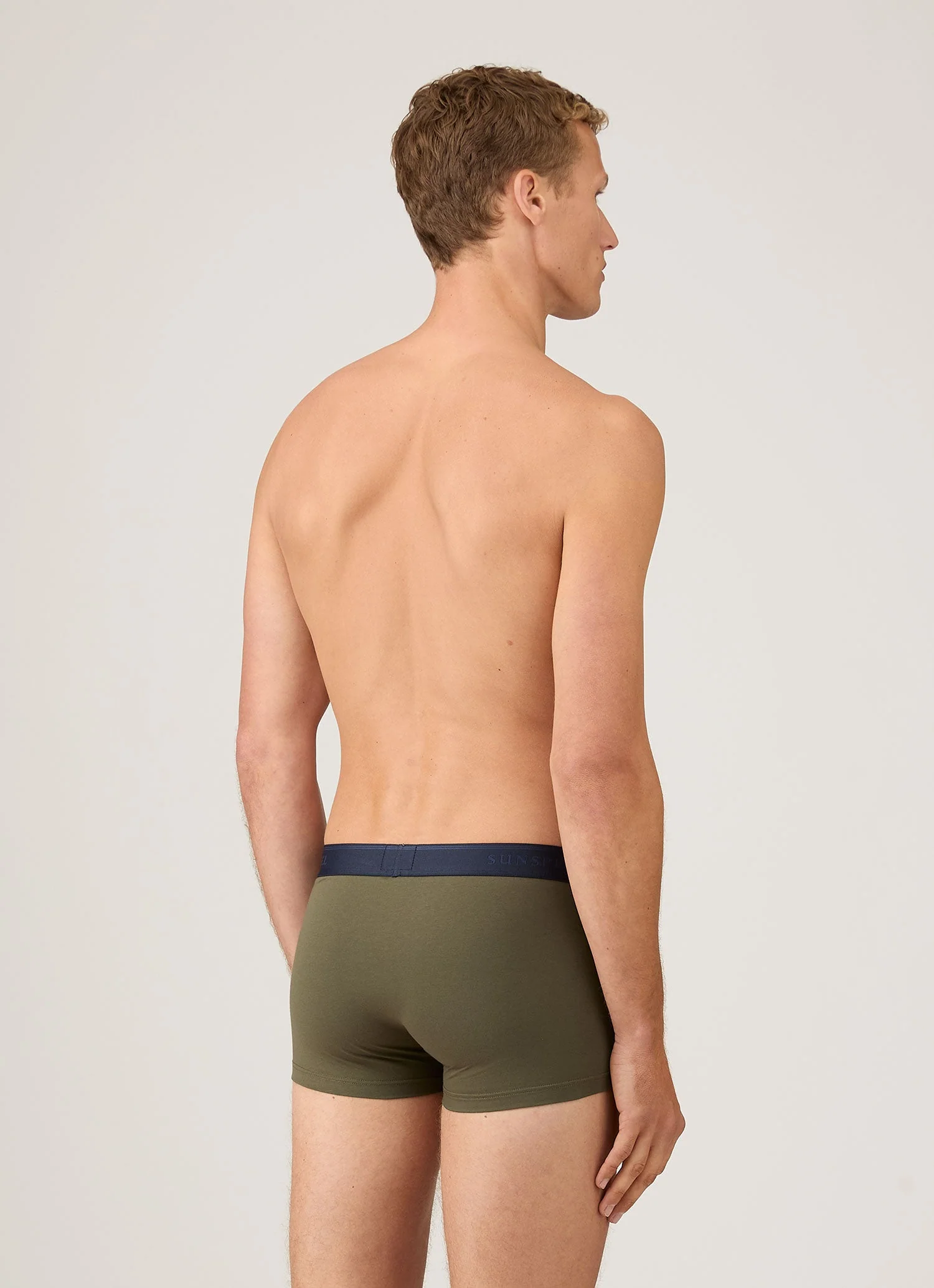 Men's Stretch Cotton Trunks in Khaki - Image 3