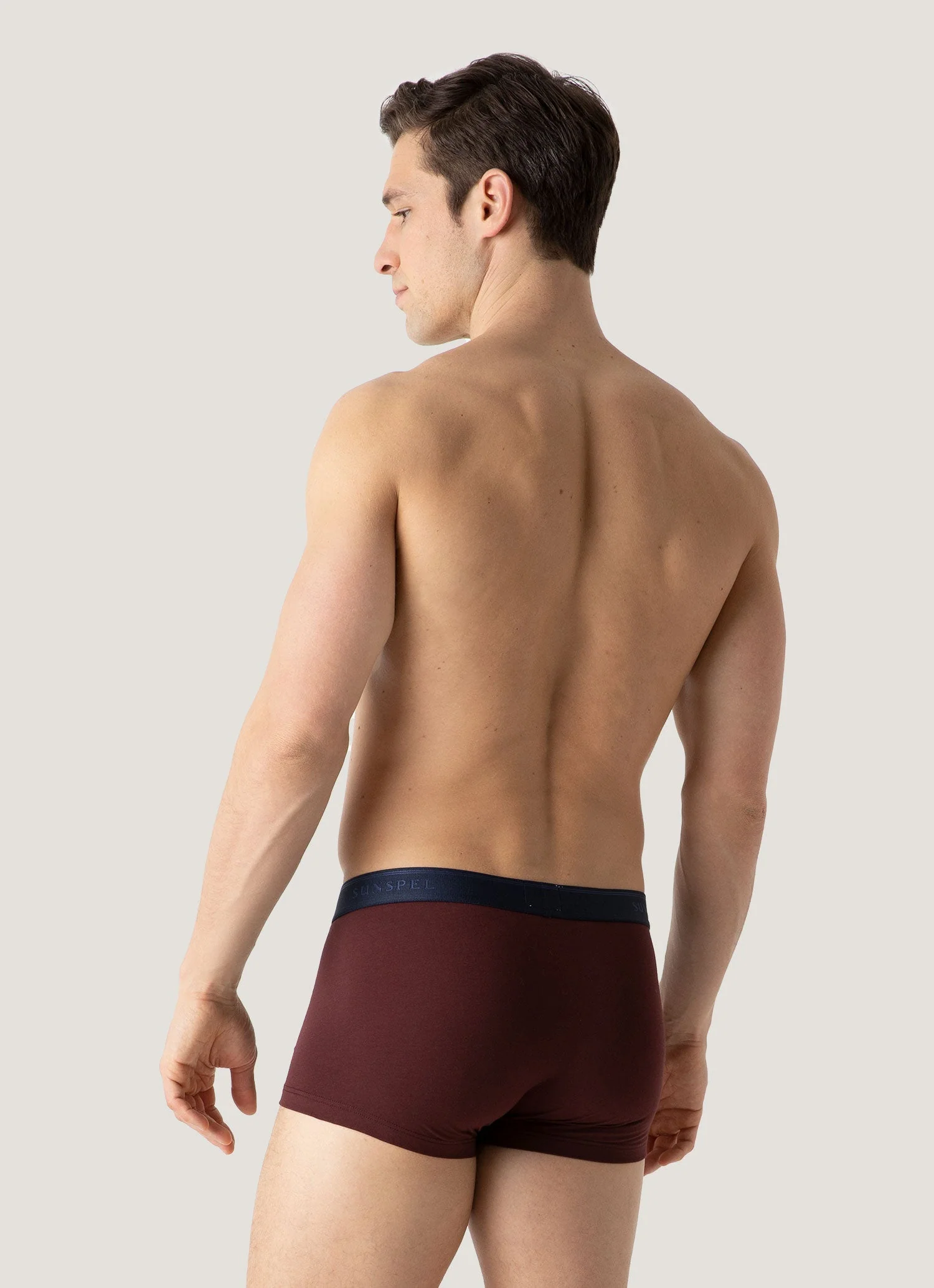 Men's Stretch Cotton Trunks in Maroon - Image 3