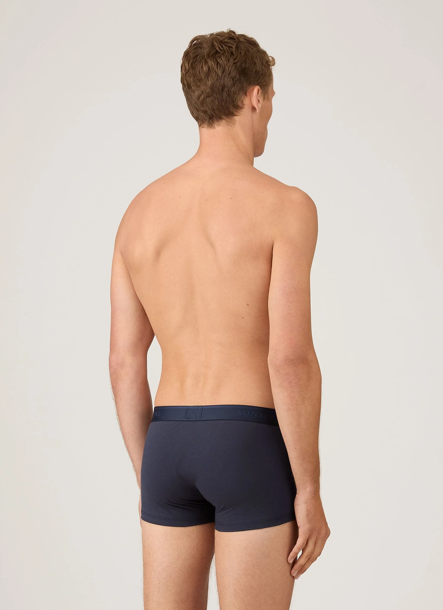 Men's Stretch Cotton Trunks in Navy - Image 3