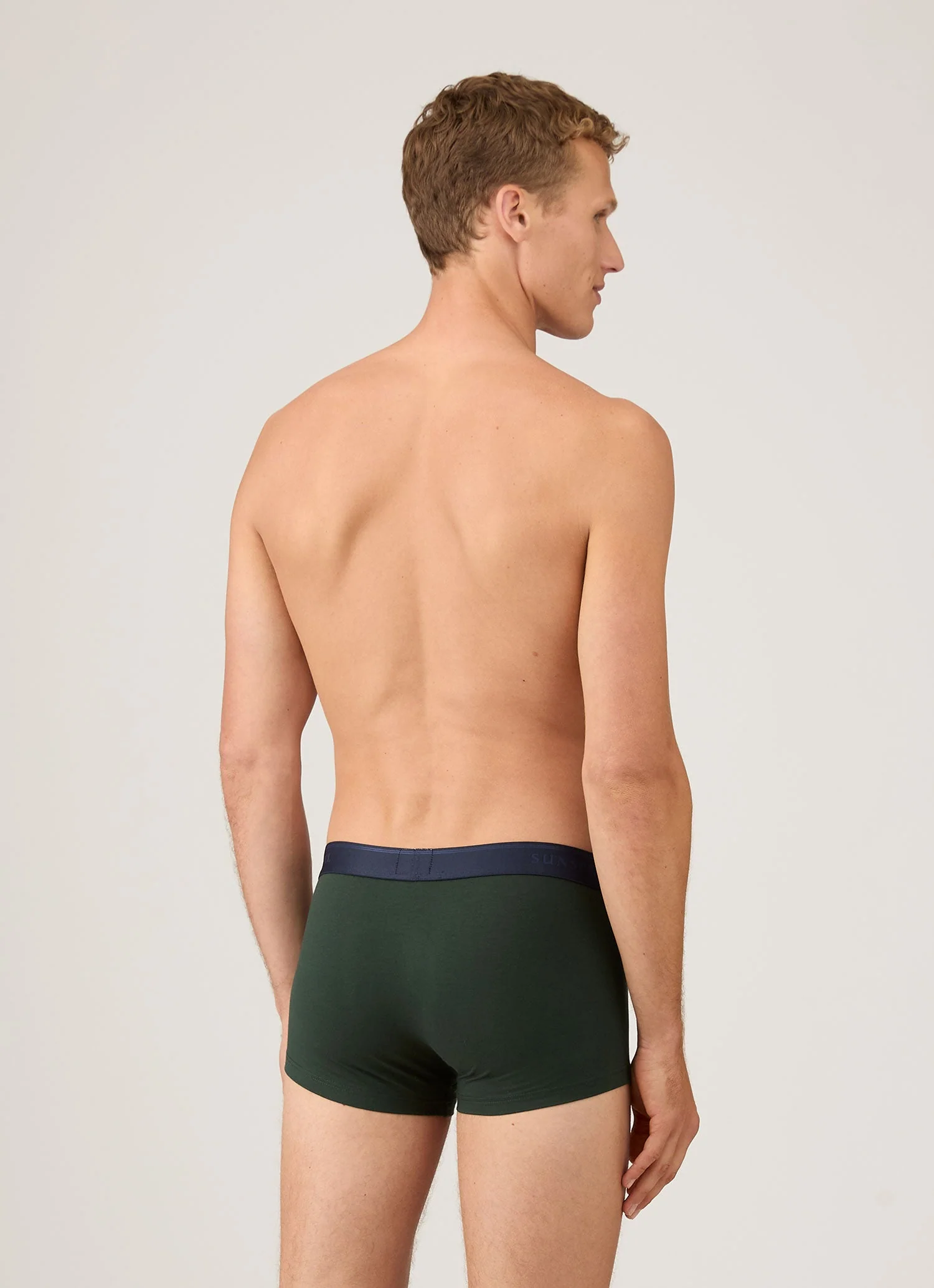 Men's Stretch Cotton Trunks in Seaweed - Image 3