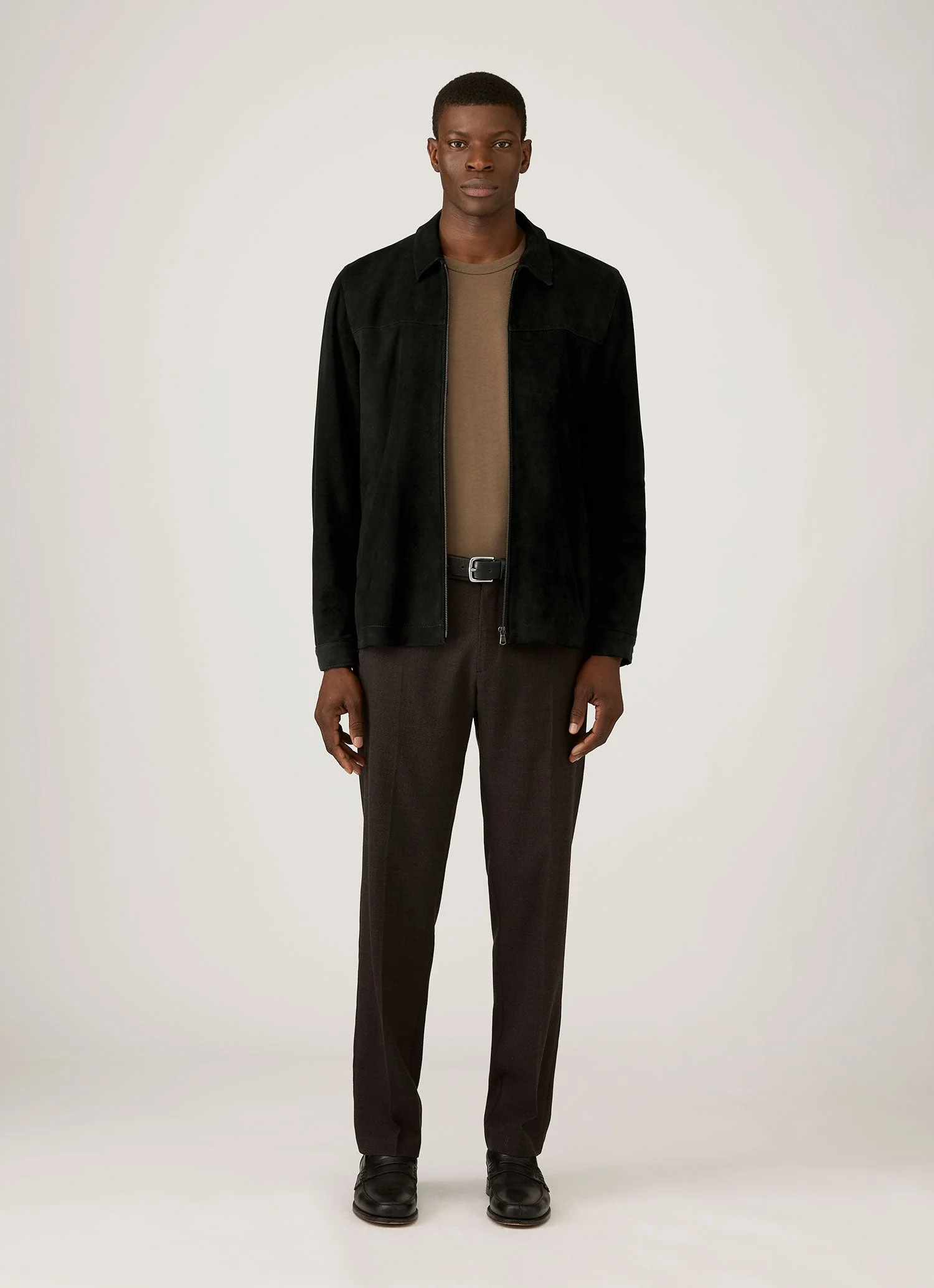 Men's Suede Harrington Jacket in Black - Image 3