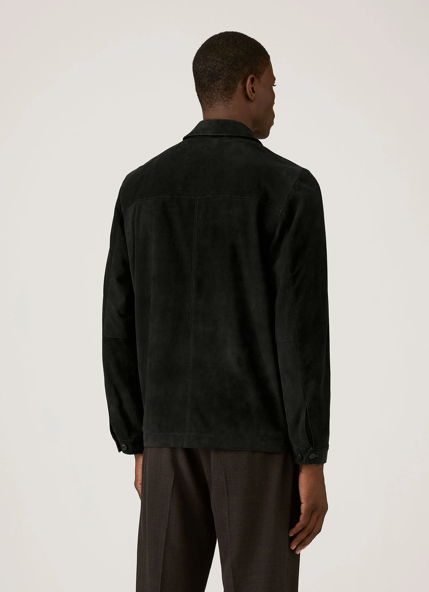 Men's Suede Harrington Jacket in Black - Image 4