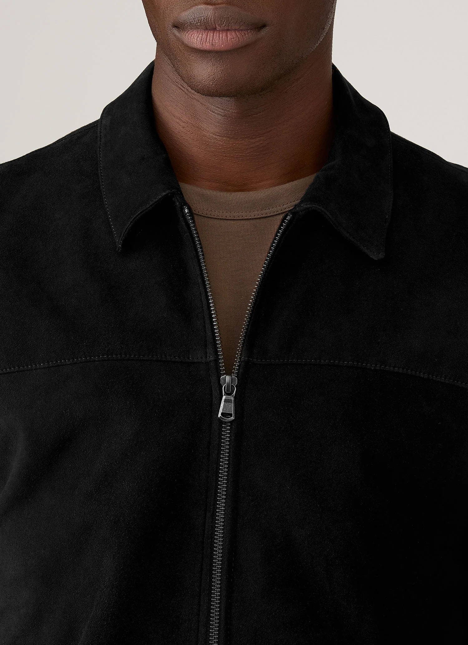 Men's Suede Harrington Jacket in Black - Image 5