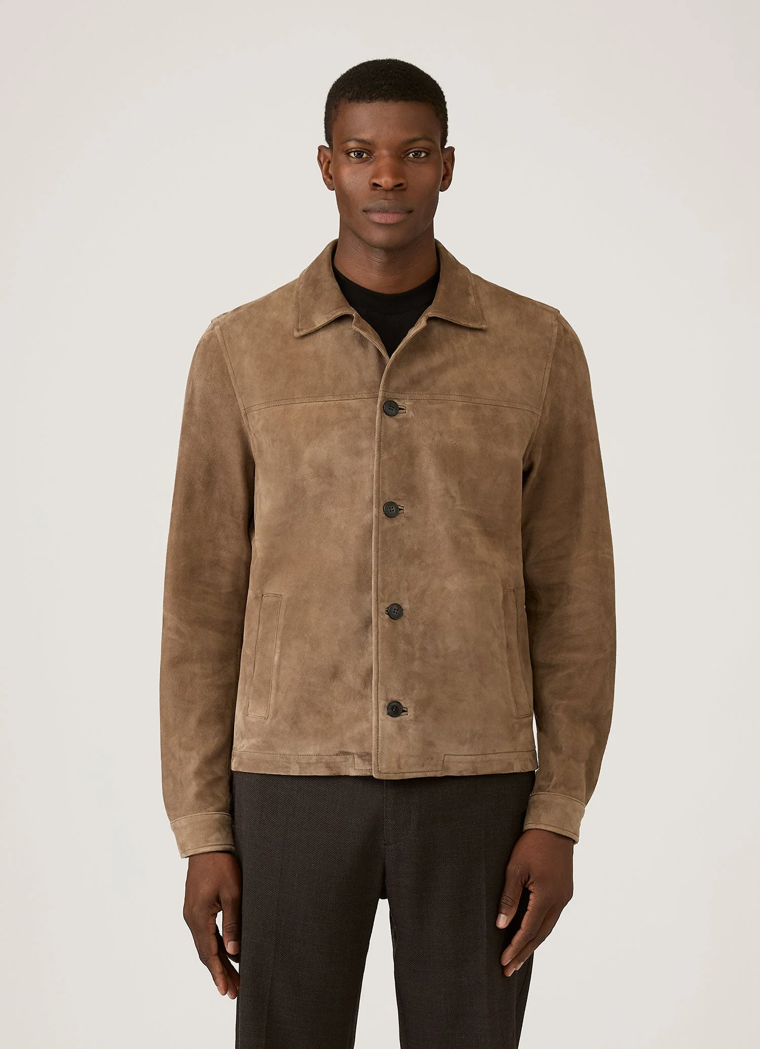 Men's Suede Jacket in Light Tan - Image 2