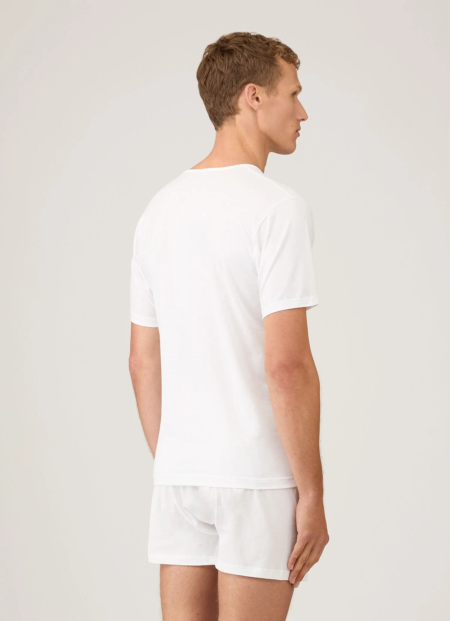 Men's Superfine Cotton V-neck Underwear T-shirt in White - Image 3