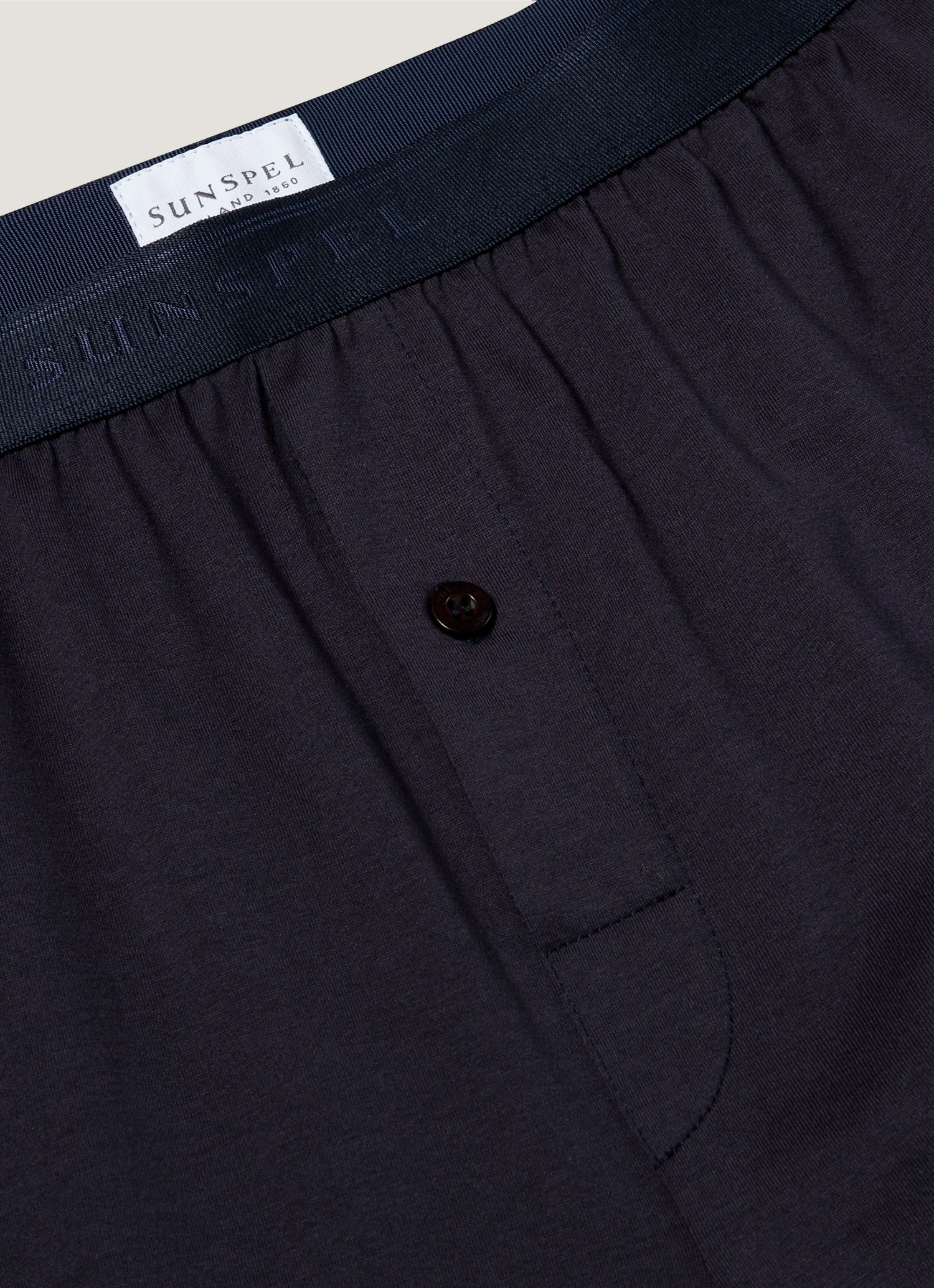 Men's Superfine Cotton One-Button Boxer Short in Navy - Image 4