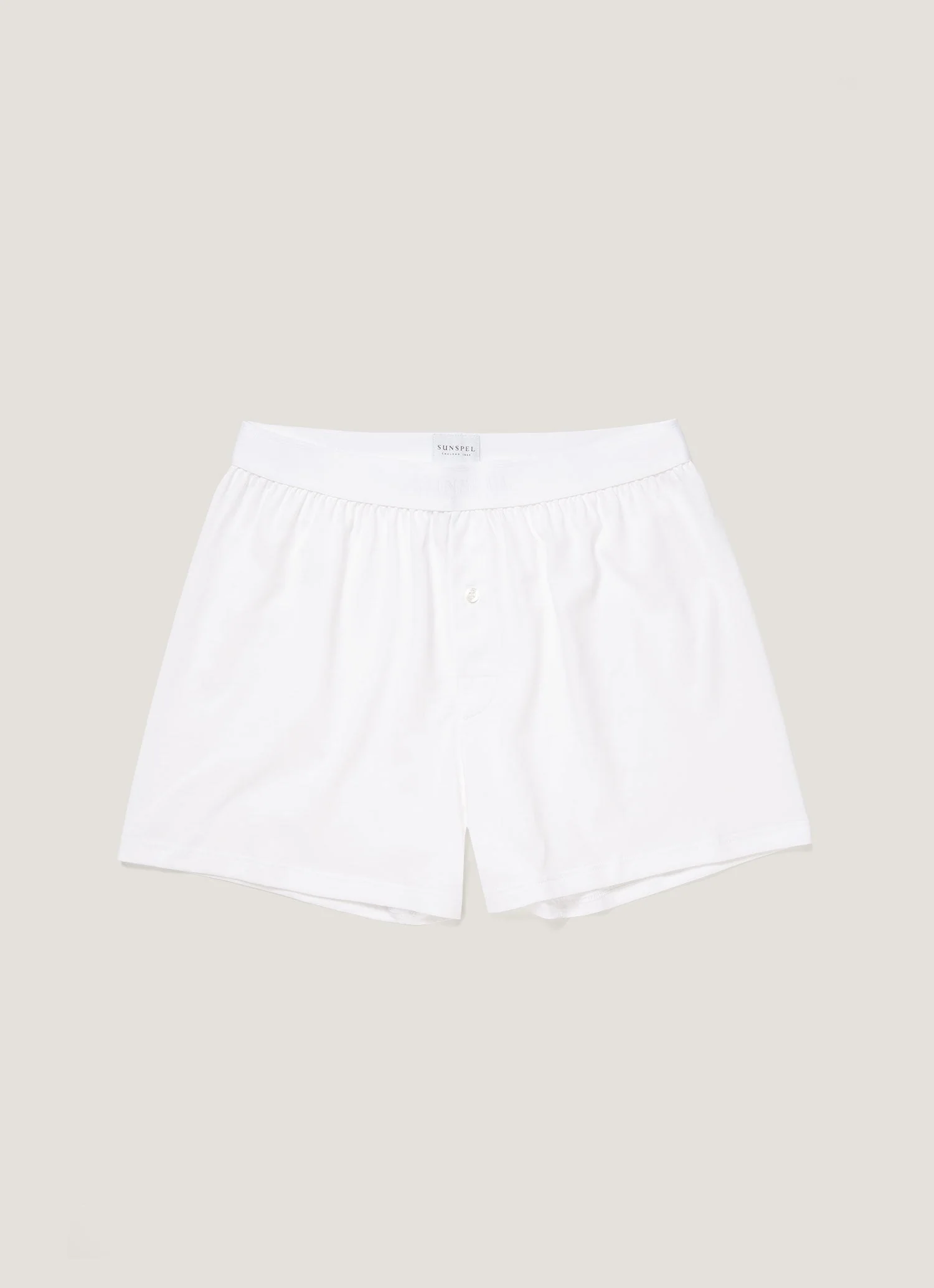 Men's Superfine Cotton One-Button Boxer Short in White