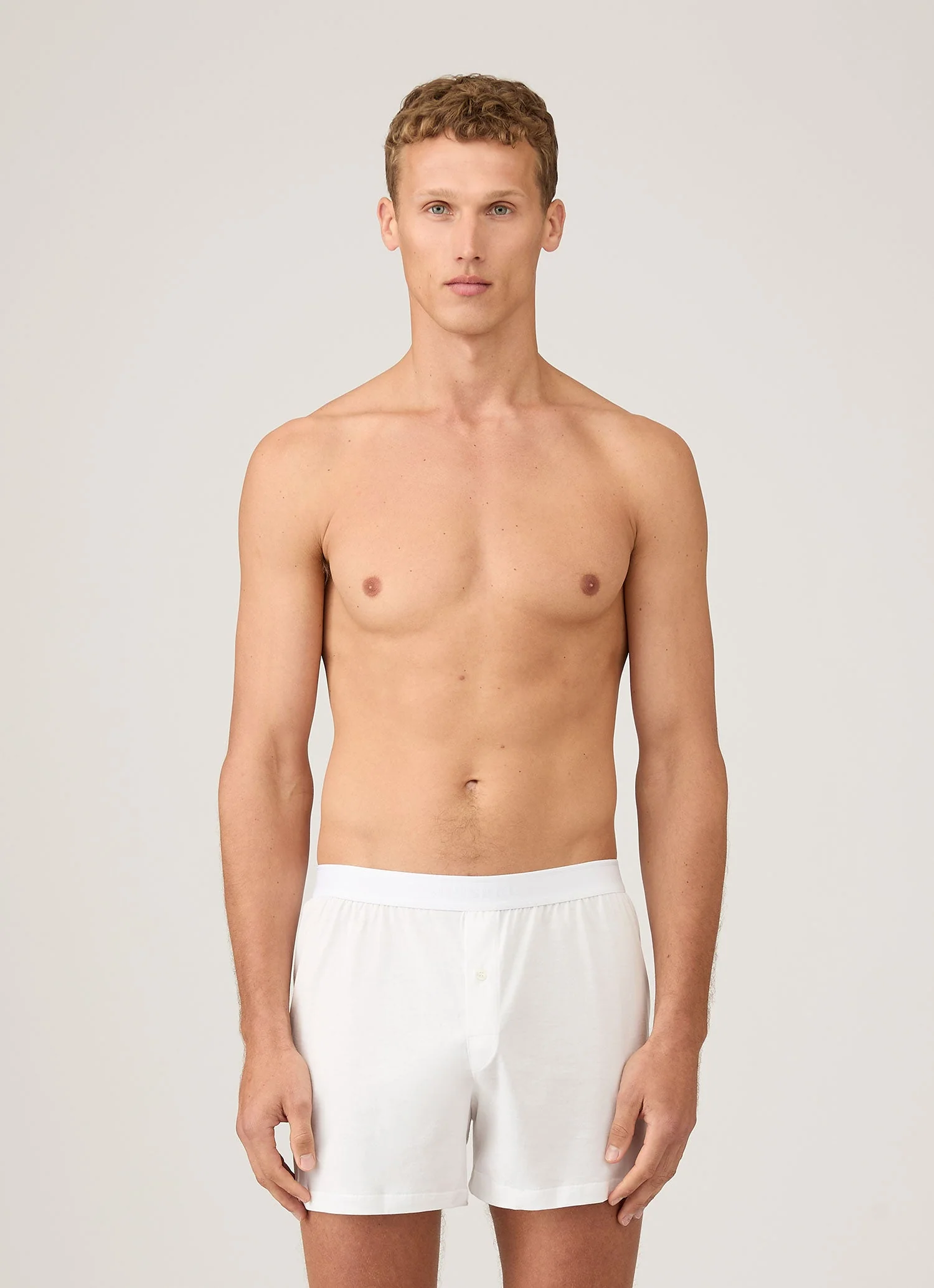Men's Superfine Cotton One-Button Boxer Short in White - Image 2