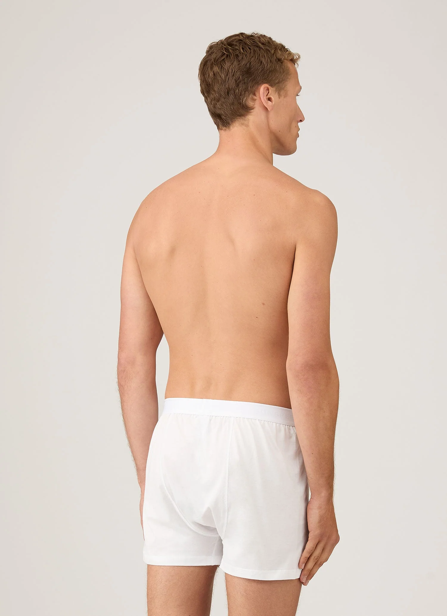 Men's Superfine Cotton One-Button Boxer Short in White - Image 3