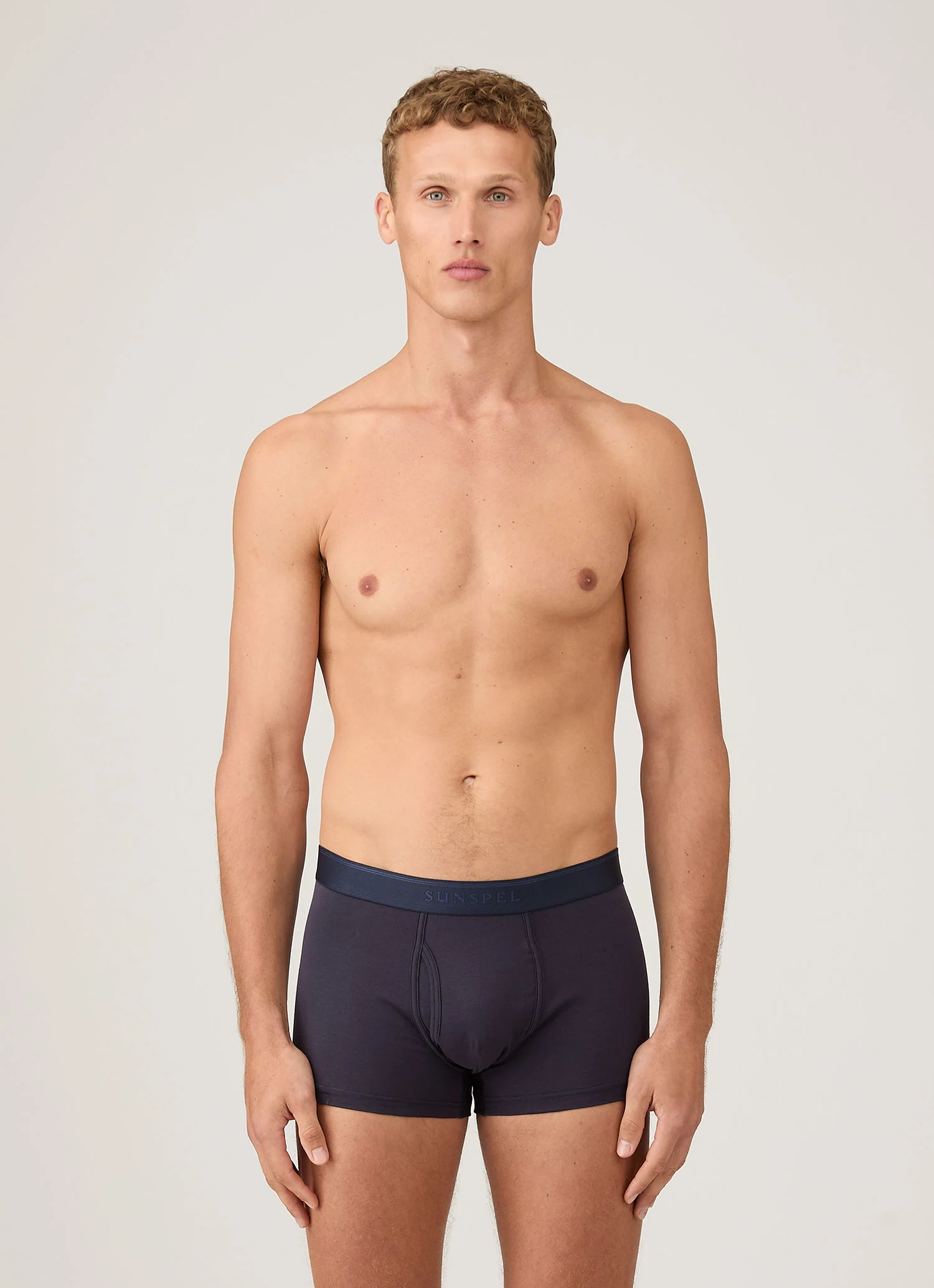 Men's Superfine Cotton Trunks in Navy - Image 2