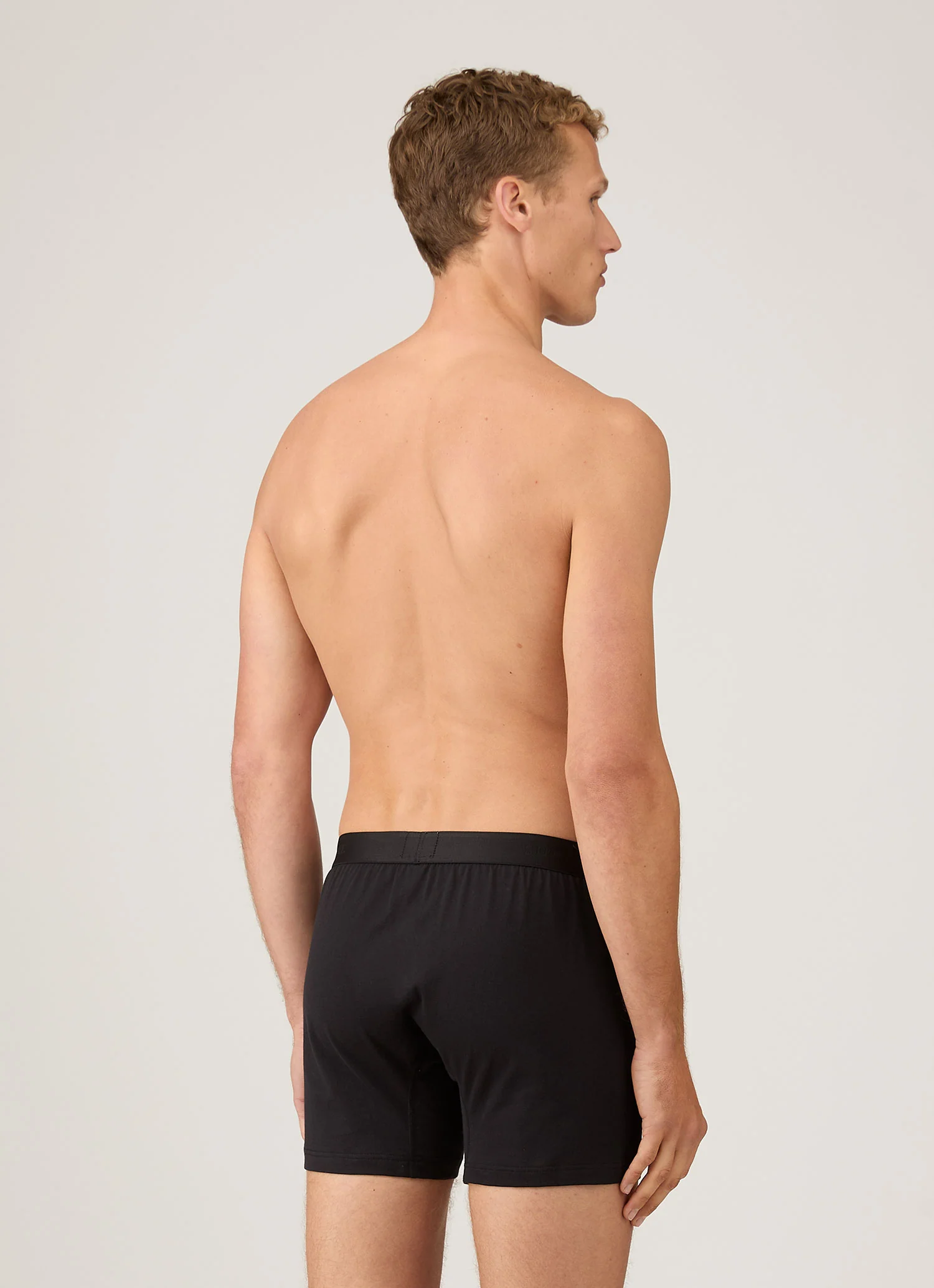 Men's Superfine Cotton Two-Button Boxer Briefs in Black - Image 3