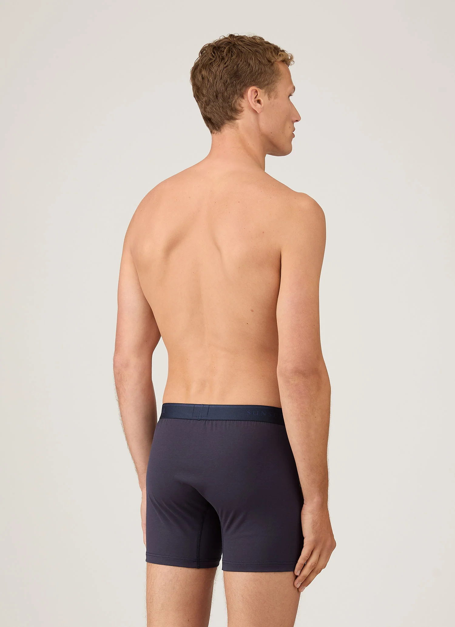Men's Superfine Cotton Two-Button Boxer Briefs in Navy - Image 3