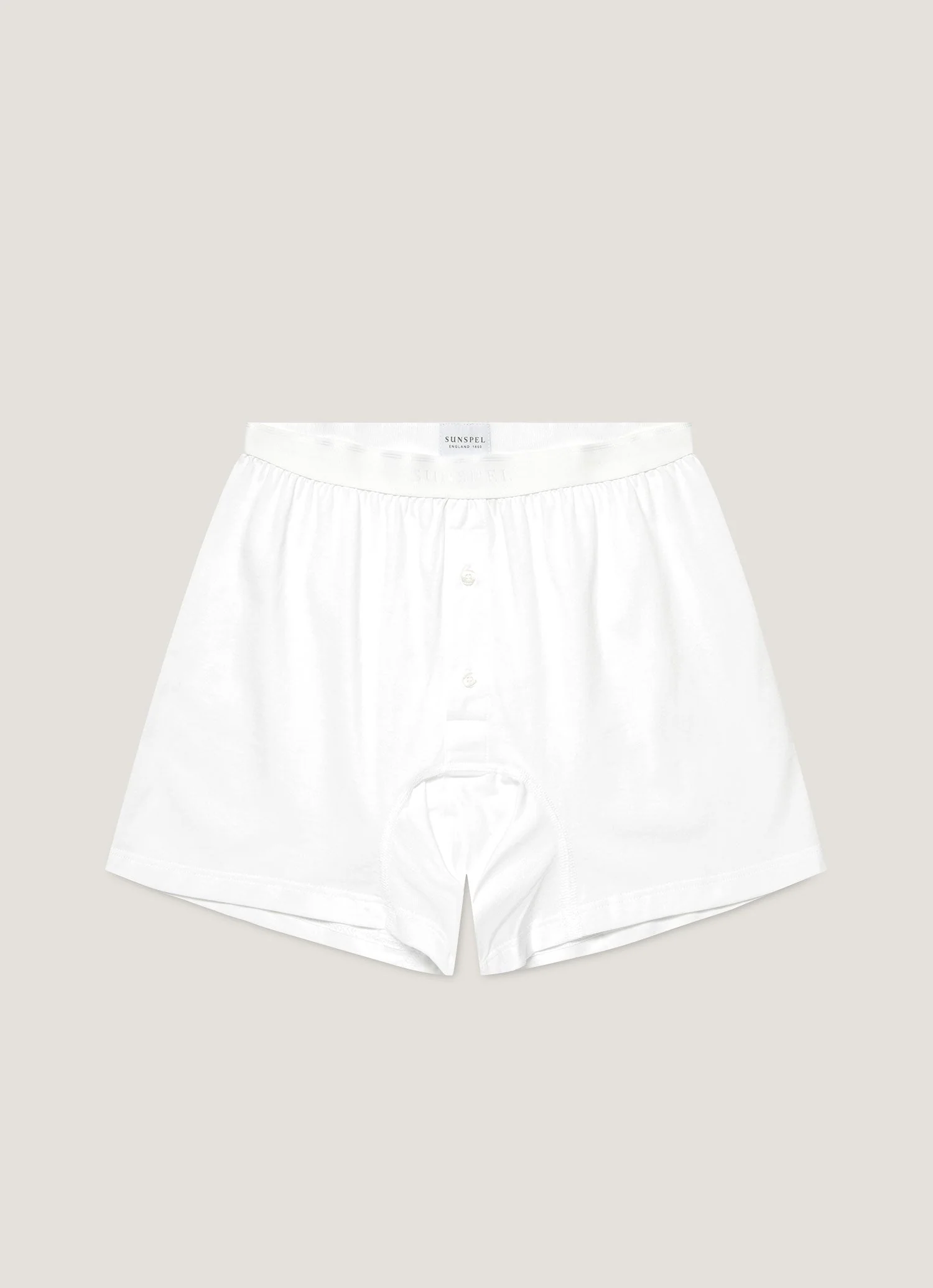 Men's Superfine Cotton Two-Button Boxer Briefs in White