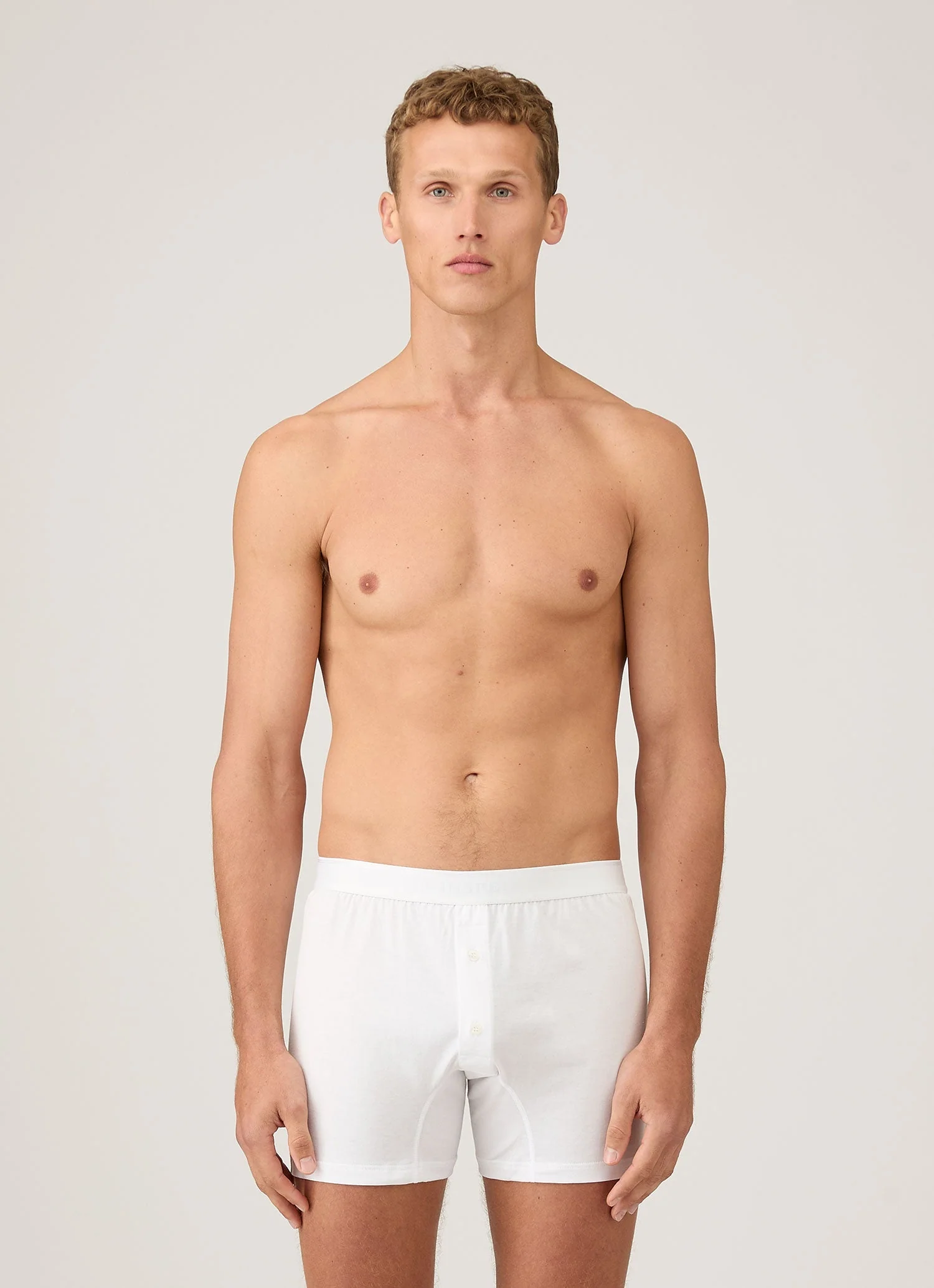 Men's Superfine Cotton Two-Button Boxer Briefs in White - Image 2