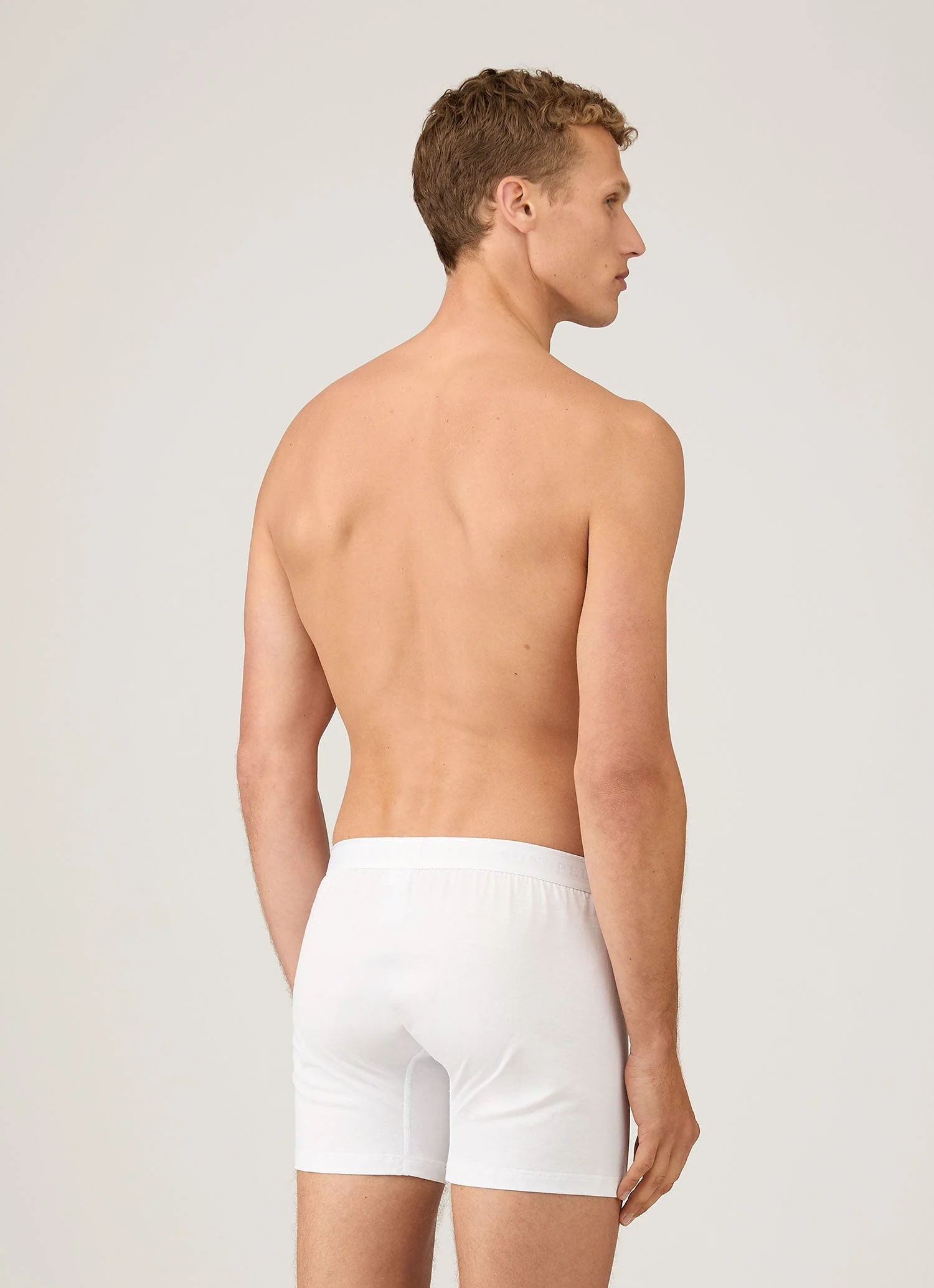 Men's Superfine Cotton Two-Button Boxer Briefs in White - Image 3
