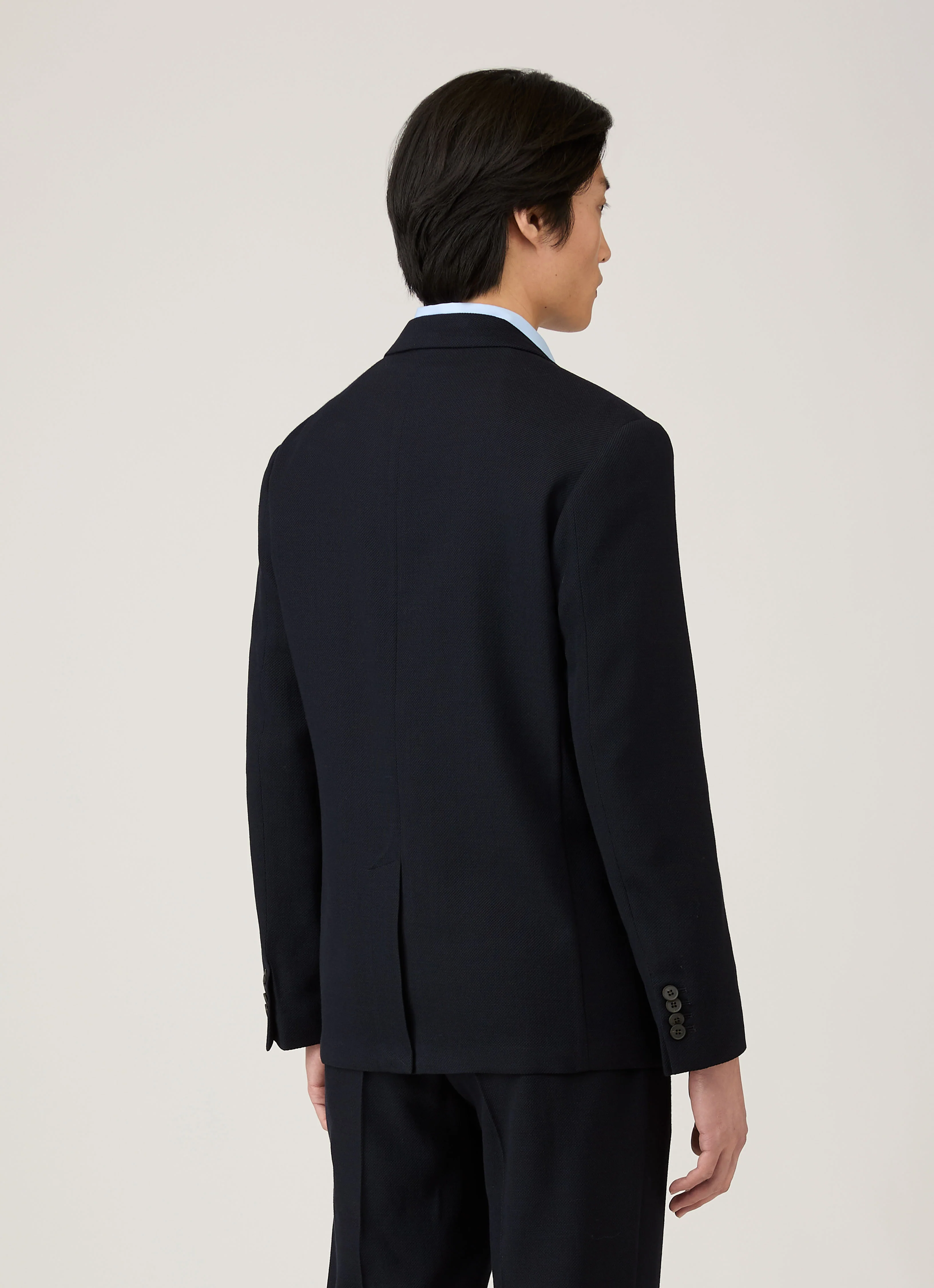 Men's Textured Wool Blazer in Navy - Image 5
