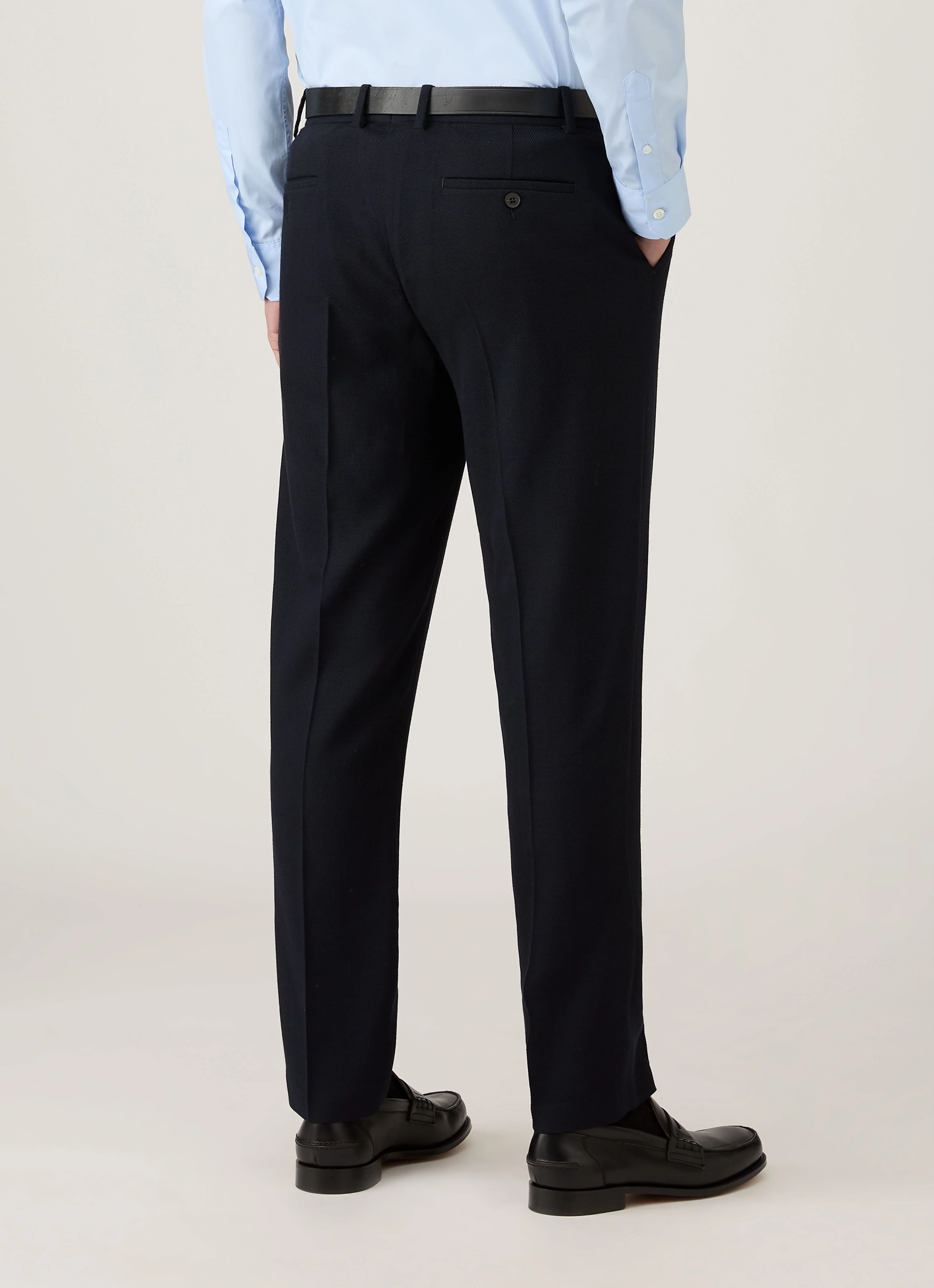 Men's Textured Wool Trouser in Navy - Image 5