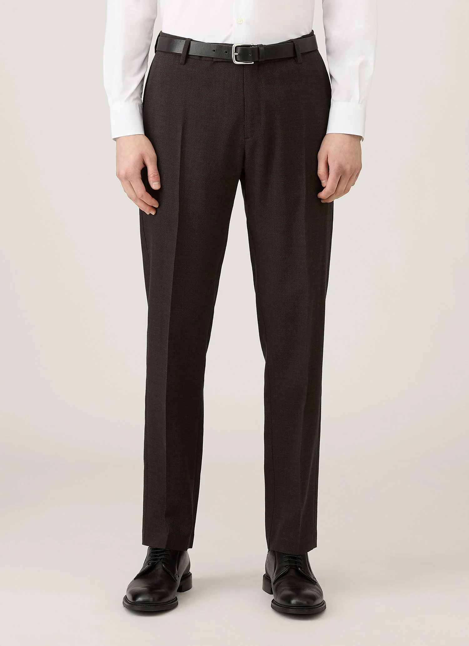 Men's Textured Wool Trouser in Truffle - Image 2