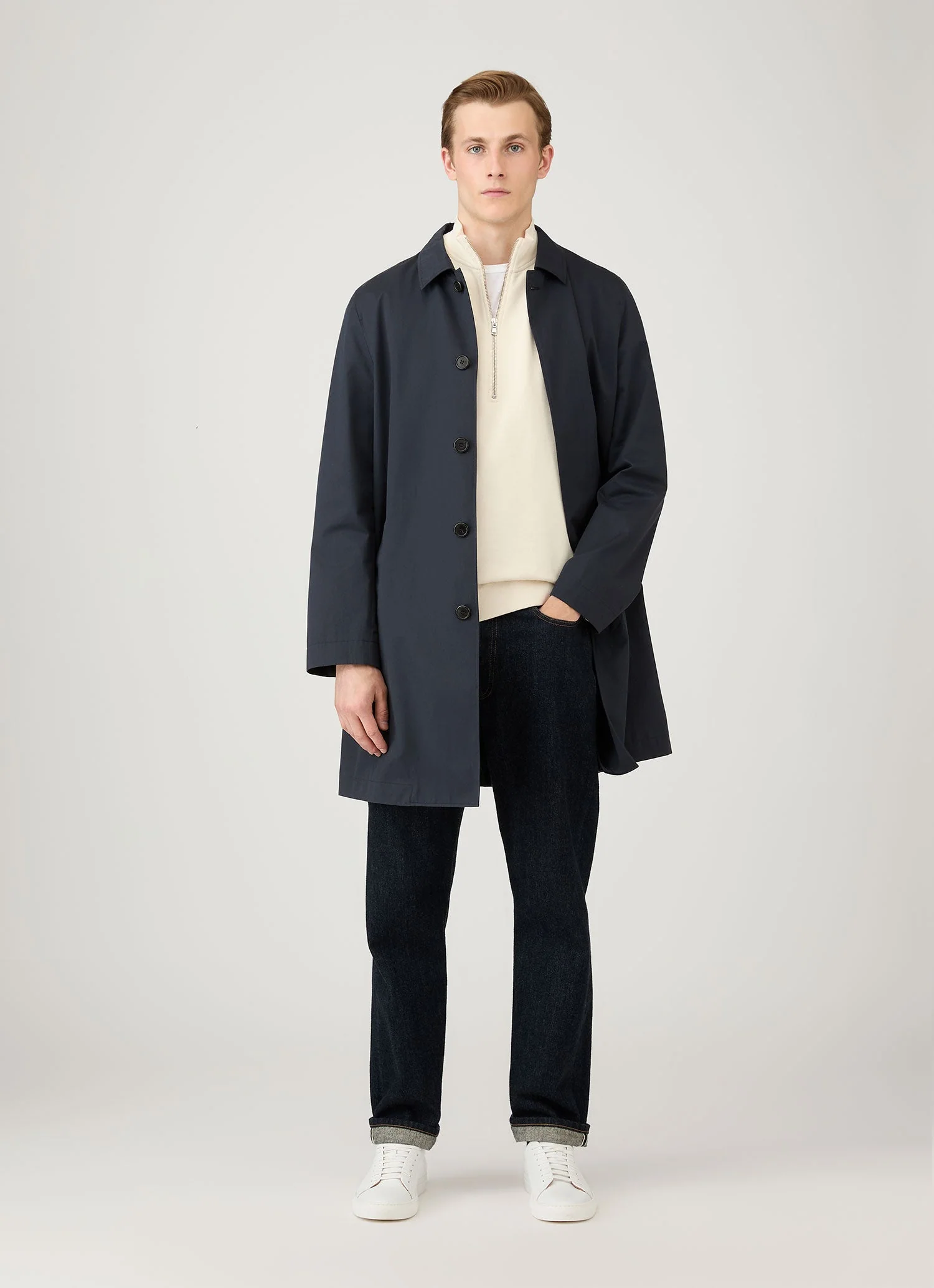 Men's Undyed Half Zip Loopback Sweatshirt in Undyed - Image 3