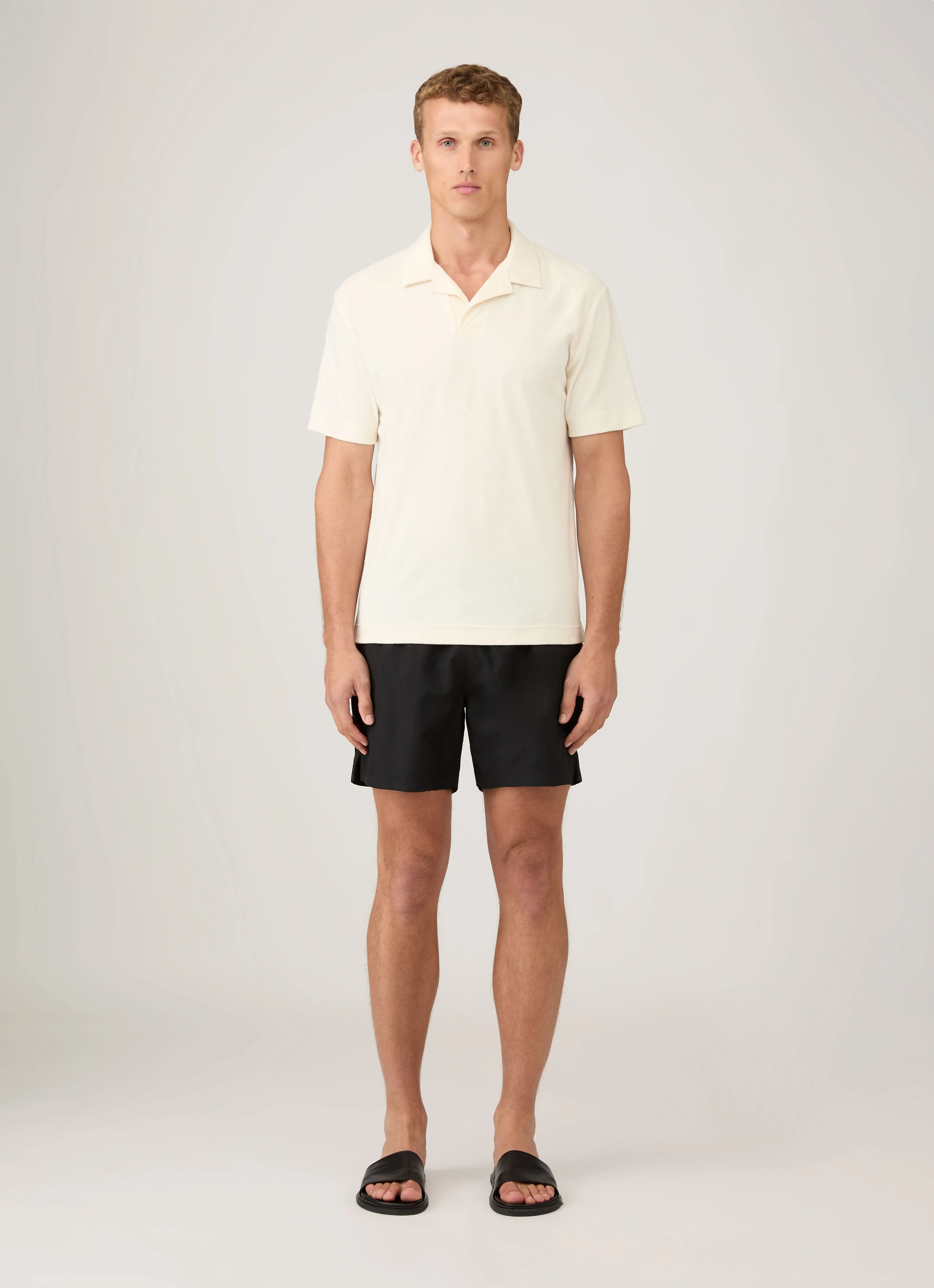 Men's Drawstring Swim Shorts in Black - Image 3