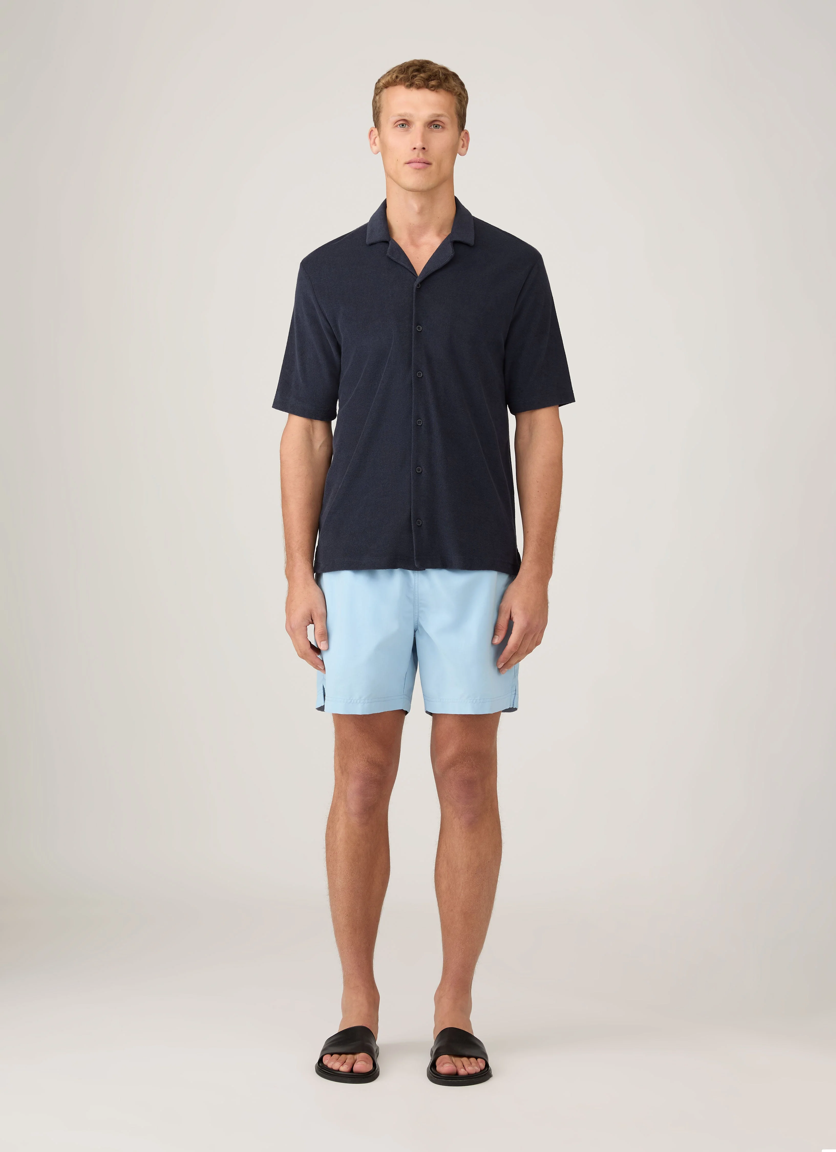 Men's Drawstring Swim Shorts in Light Blue - Image 3